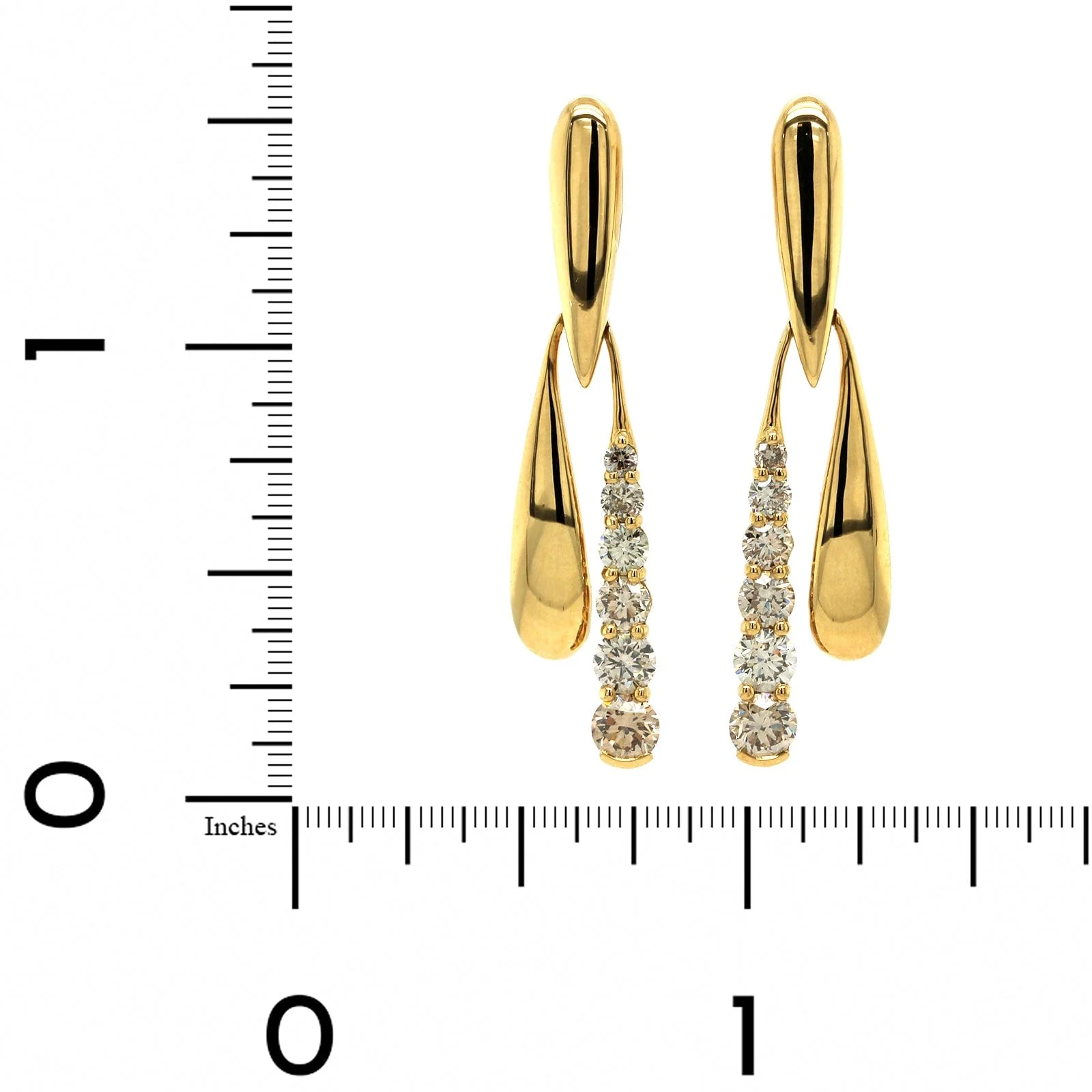 Etho Maria 18K Yellow Gold Brown Diamond Modern Drop Earrings - Image 2