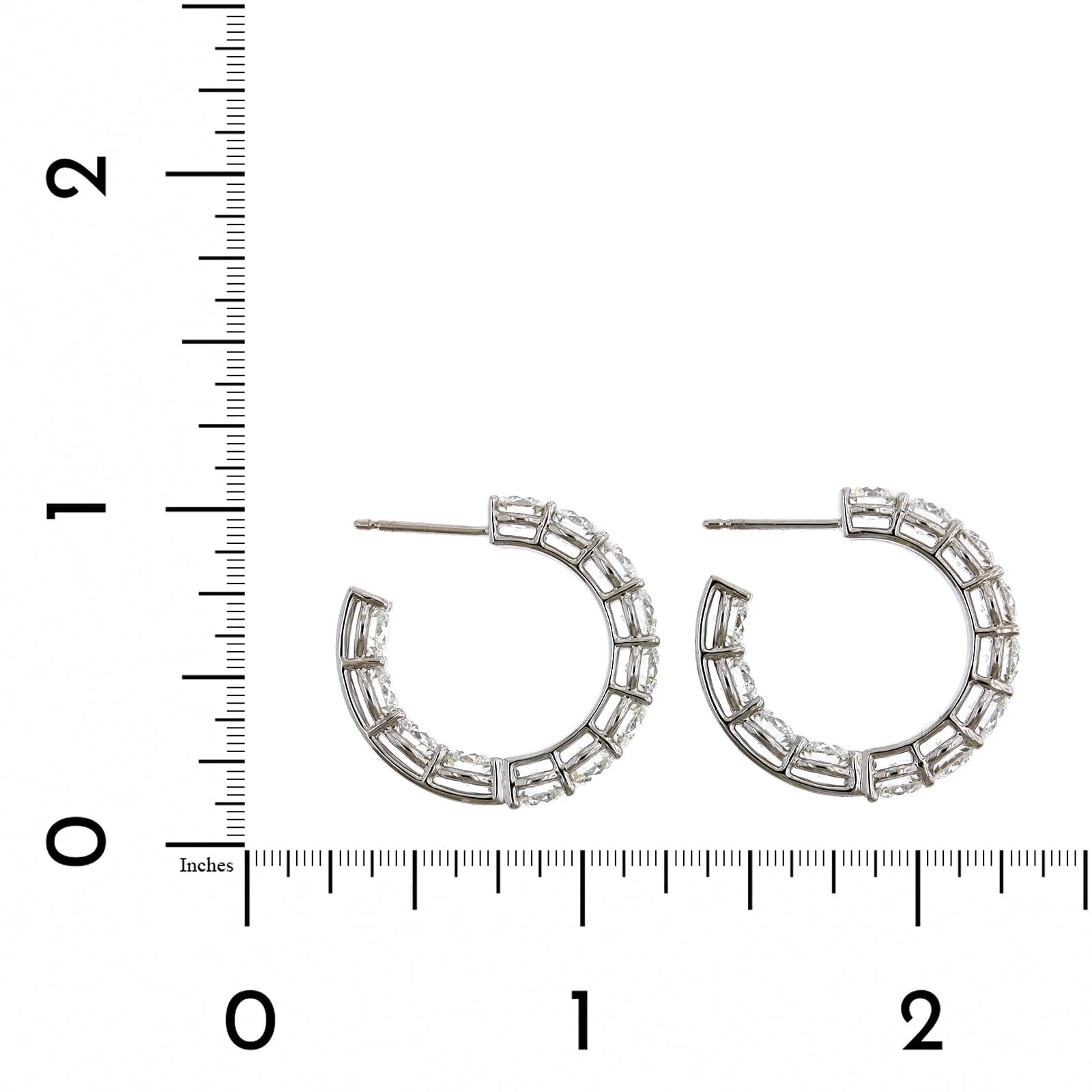 18K White Gold Open Diamond Hoops - Image 2