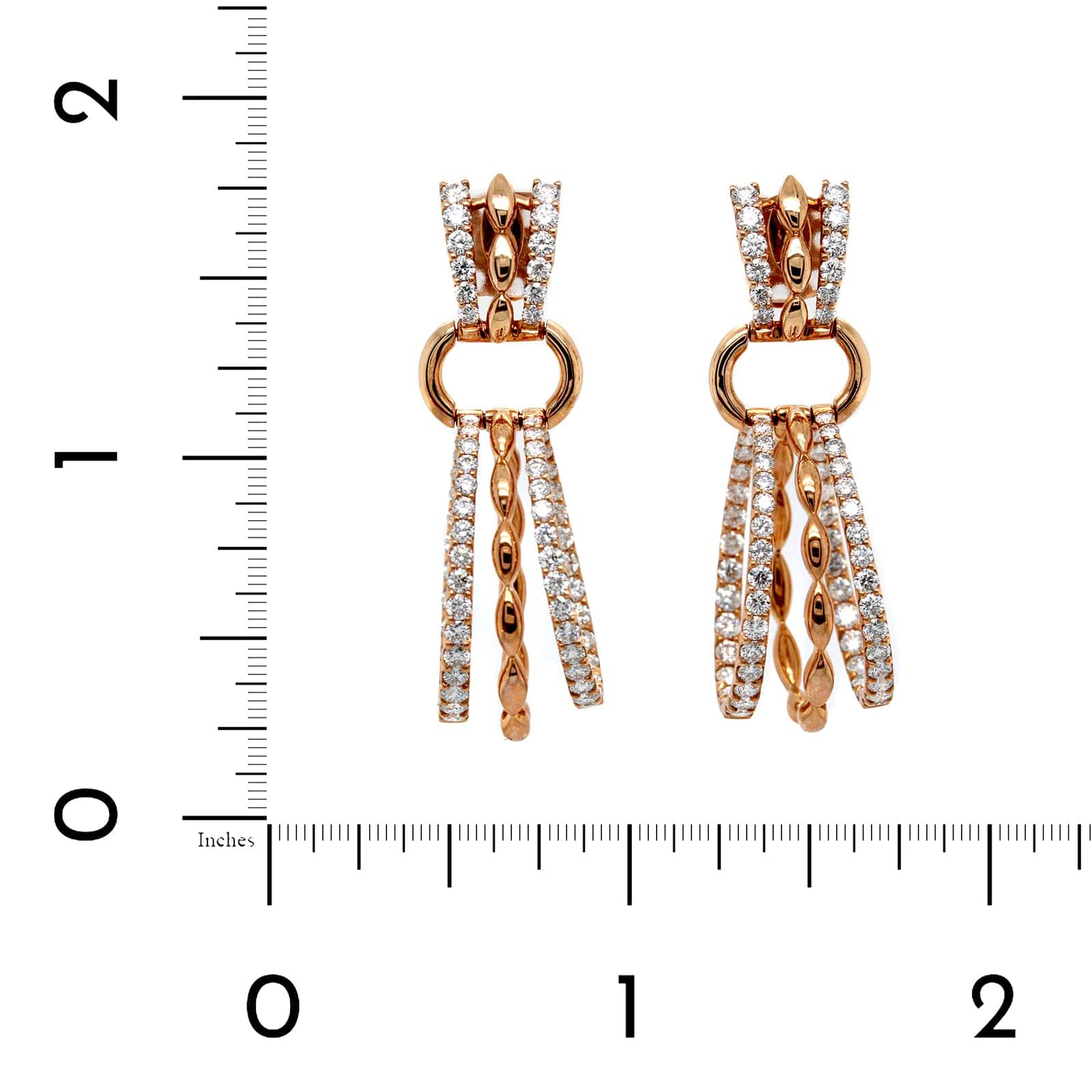 Etho Maria 18K Rose Gold Diamond Drop Hoop Earrings - Image 2