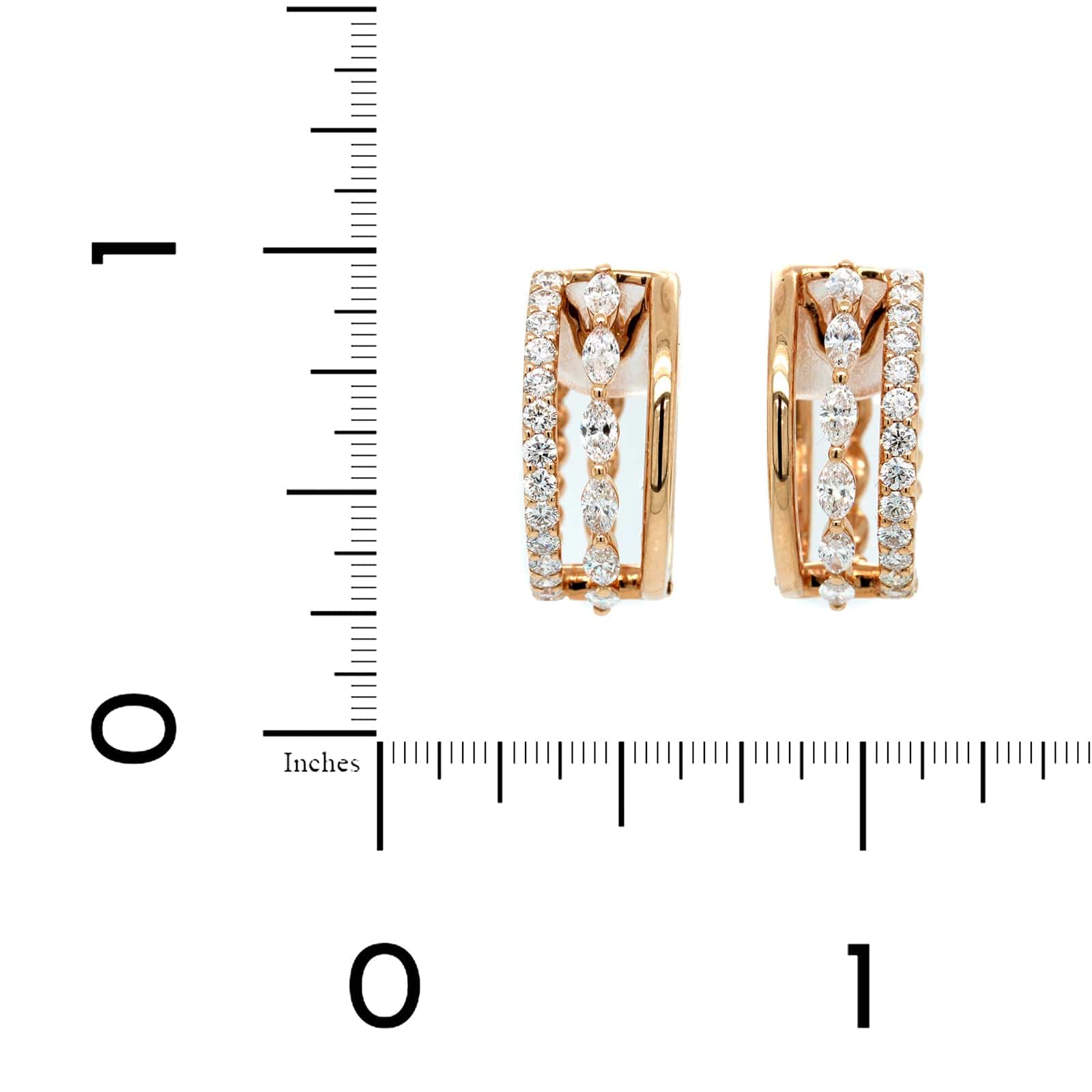 Etho Maria 18K Rose Gold and Diamond 3 Row Hoop Earrings - Image 2