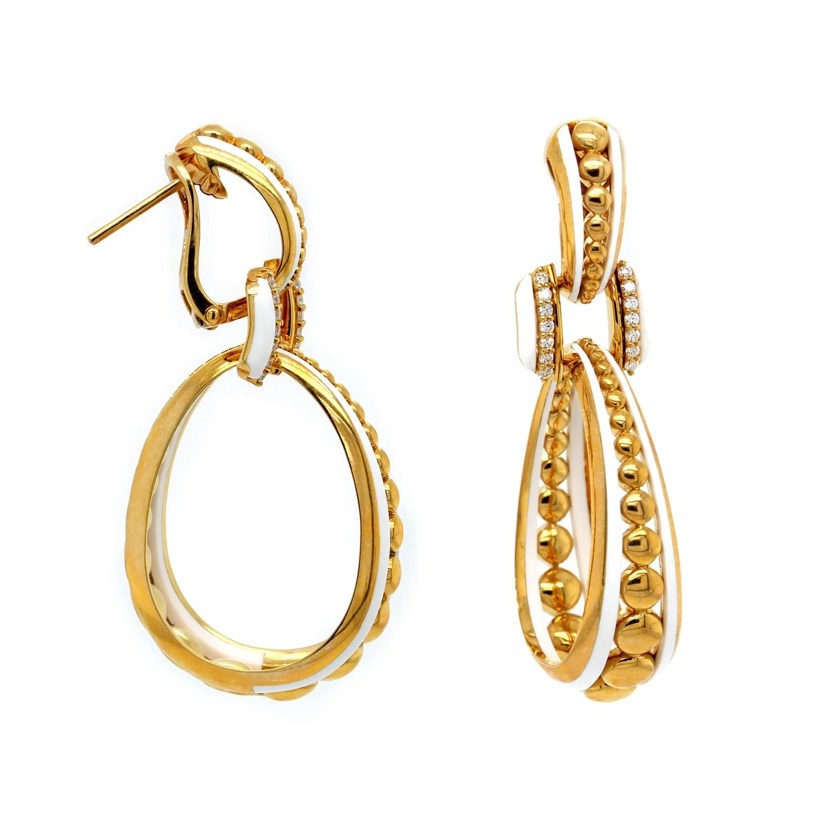 Etho Maria 18K Yellow Gold and Diamond Triple Drop Earrings - Image 3