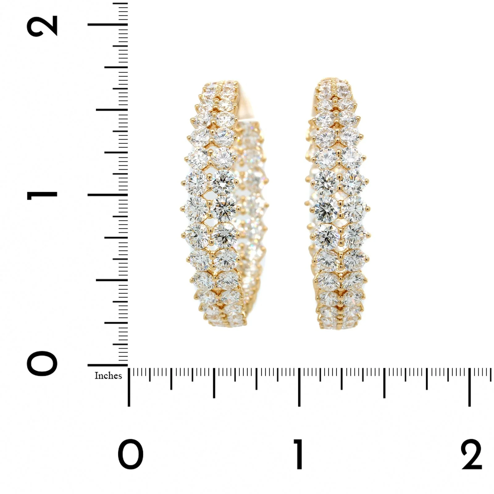 Etho Maria 18K Yellow Gold and Diamond Double Row Hoop Earrings - Image 2