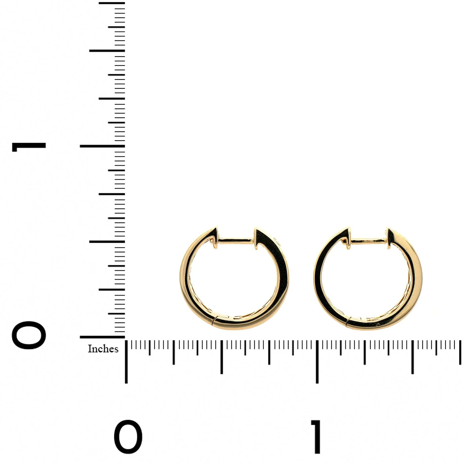 14K Yellow Gold Diamond Hoop Earrings - Image 2