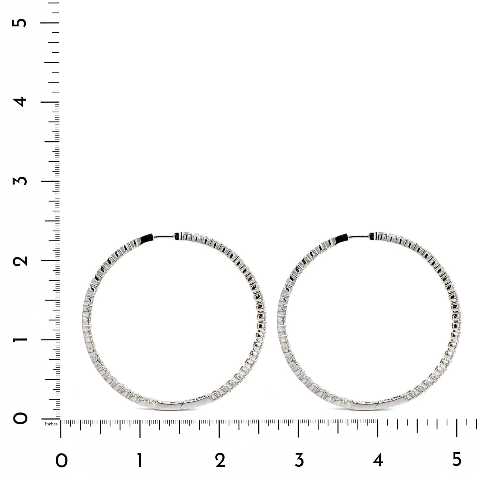18K White Gold Diamond Hoop Earrings - Image 2