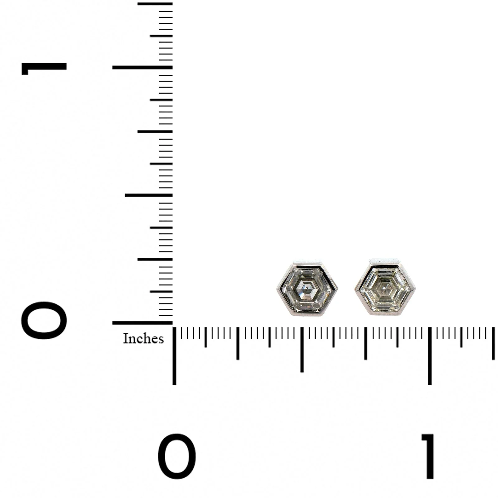 18K White Gold Bezel Set Diamond Stud Earrings - Image 2