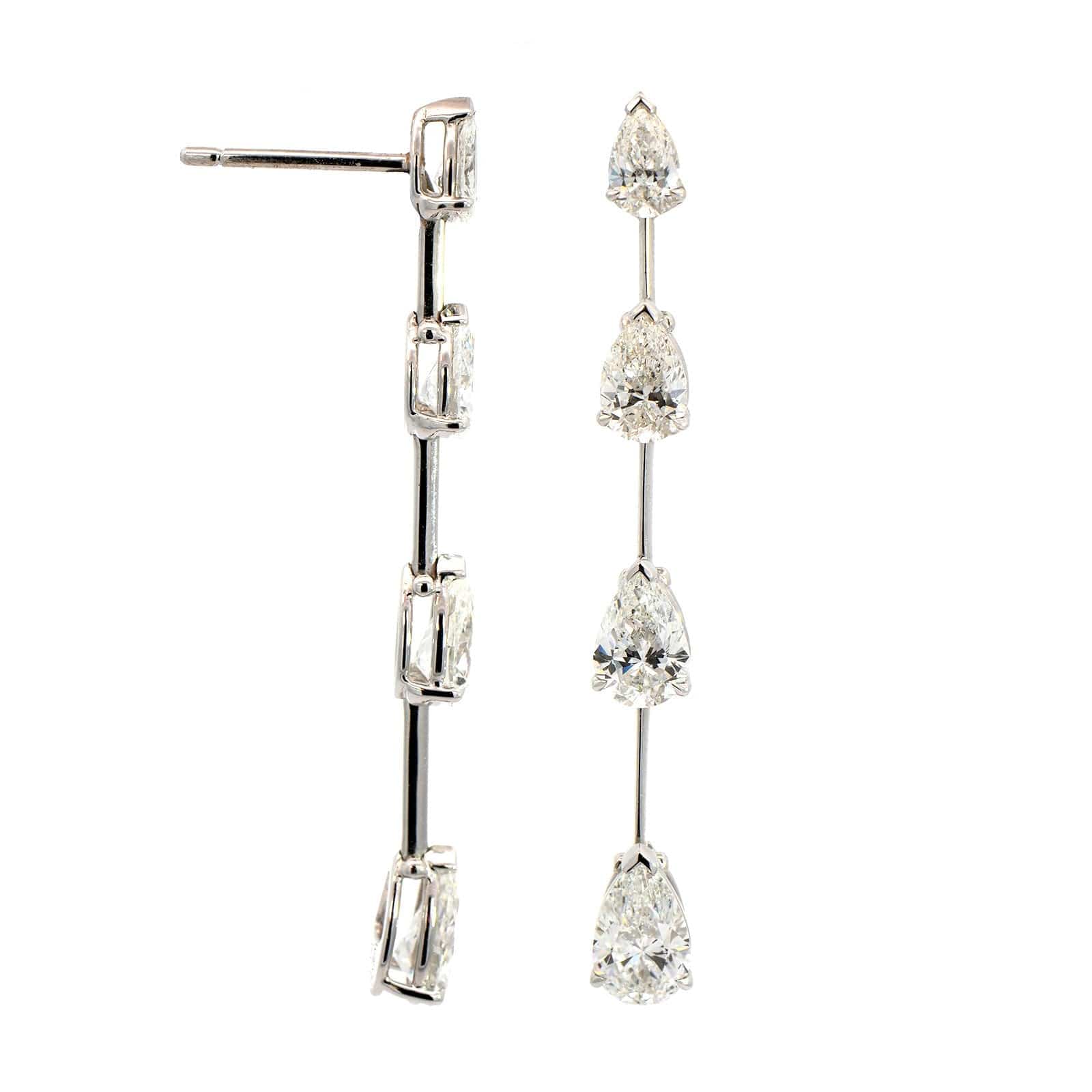 Etho Maria 18K White Gold Pear Shaped Diamond Drop Earrings - Image 3
