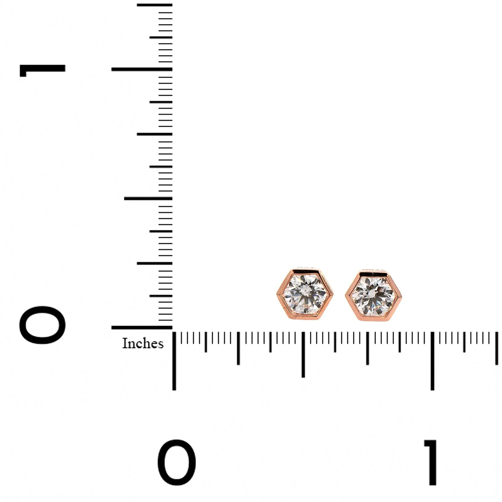 18K Rose Gold Diamond Stud Earrings - Image 2