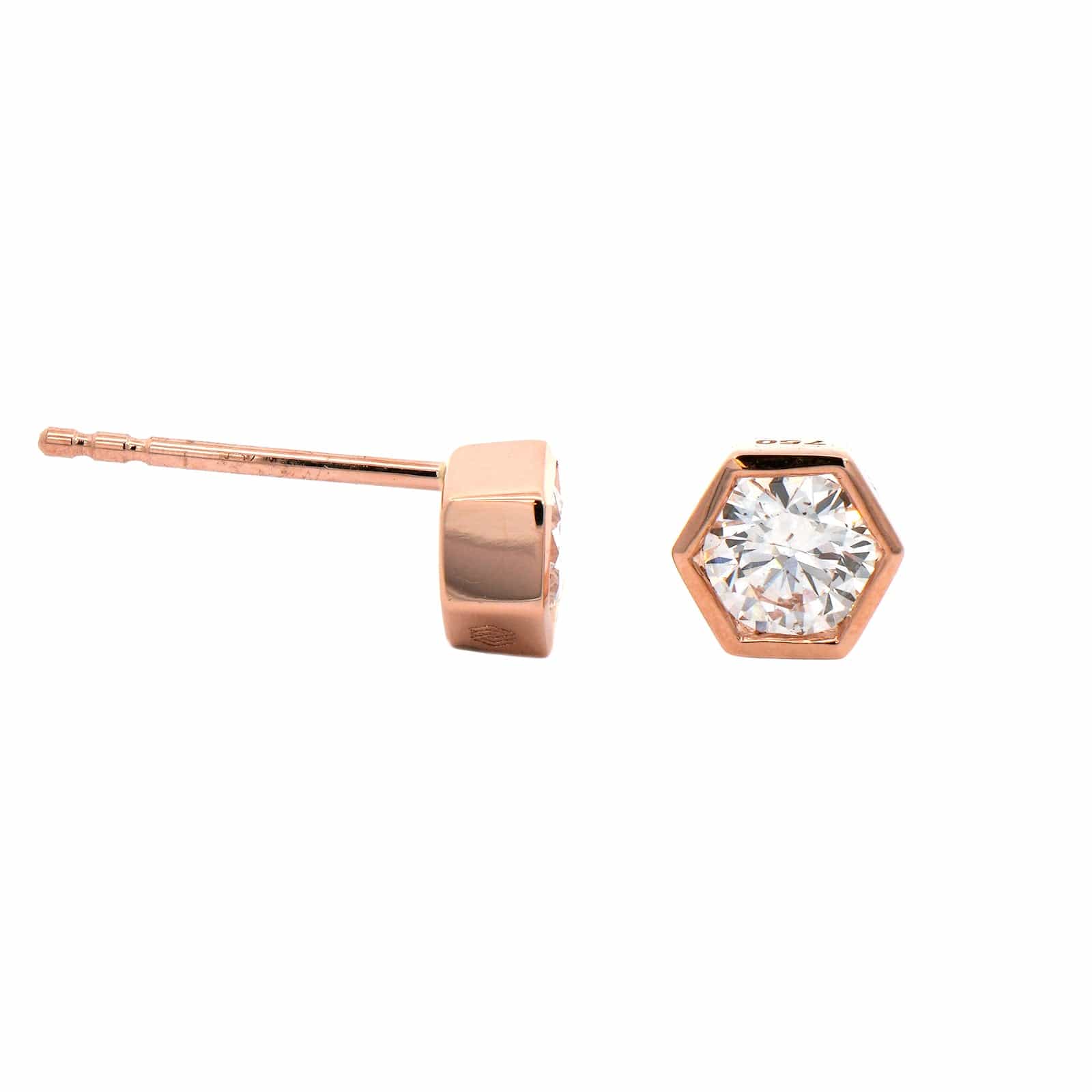 18K Rose Gold Diamond Stud Earrings - Image 3