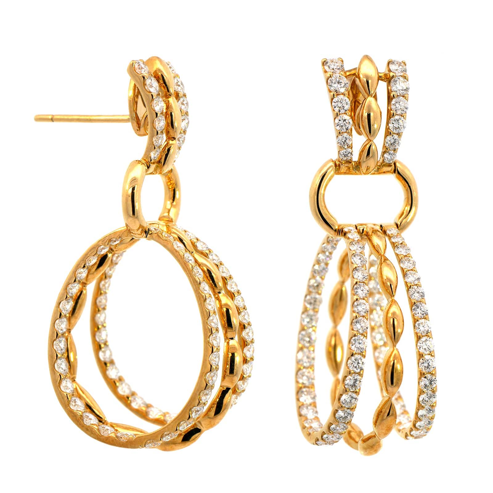 Etho Maria 18K Yellow Gold and Diamond Drop Earrings - Image 3