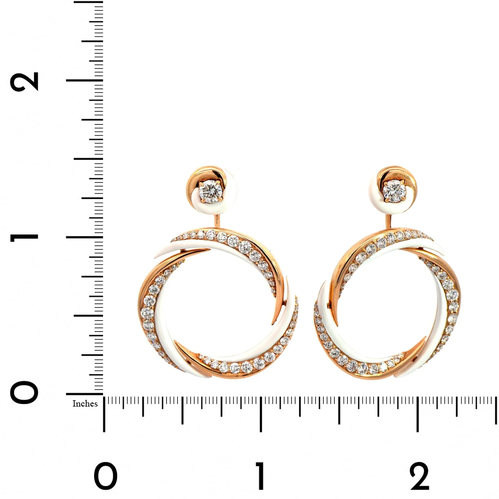 Etho Maria 18K Rose Gold Diamond and White Ceramic Hoop Earrings - Image 2