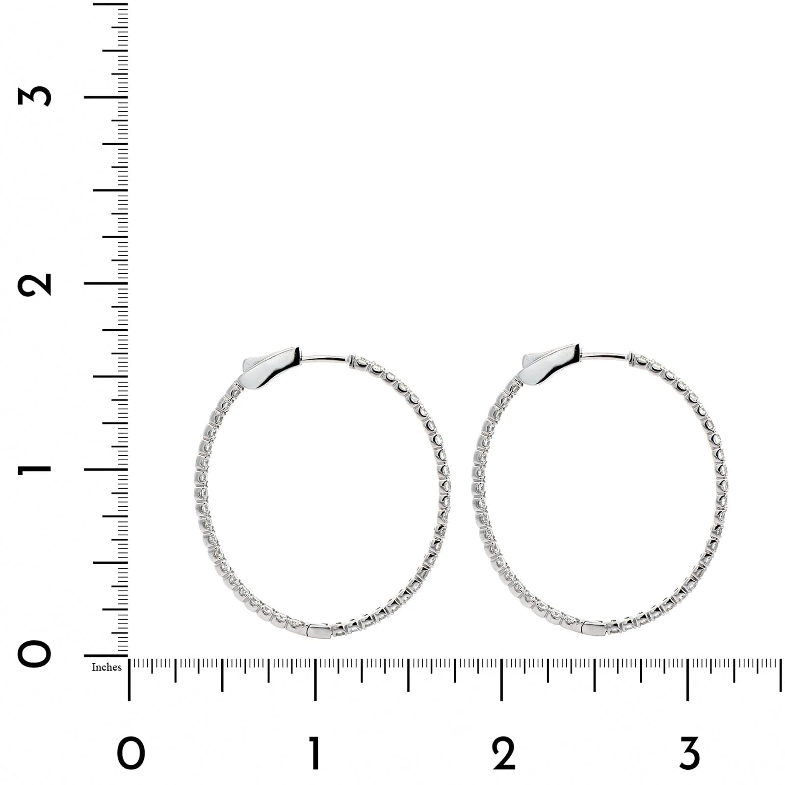 14K White Gold Diamond Hoop Earrings - Image 2