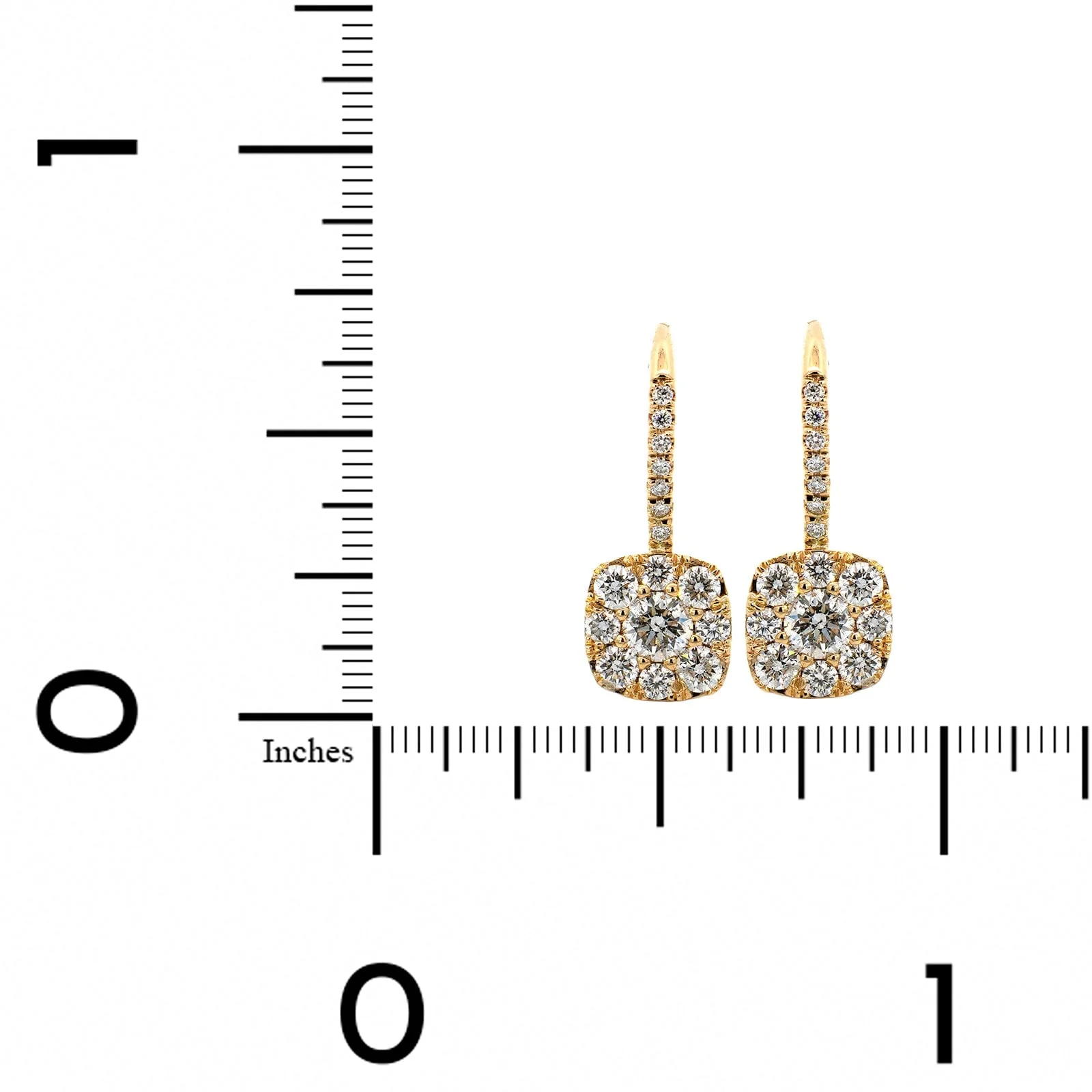 14K Yellow Gold Diamond Drop Earrings - Image 2