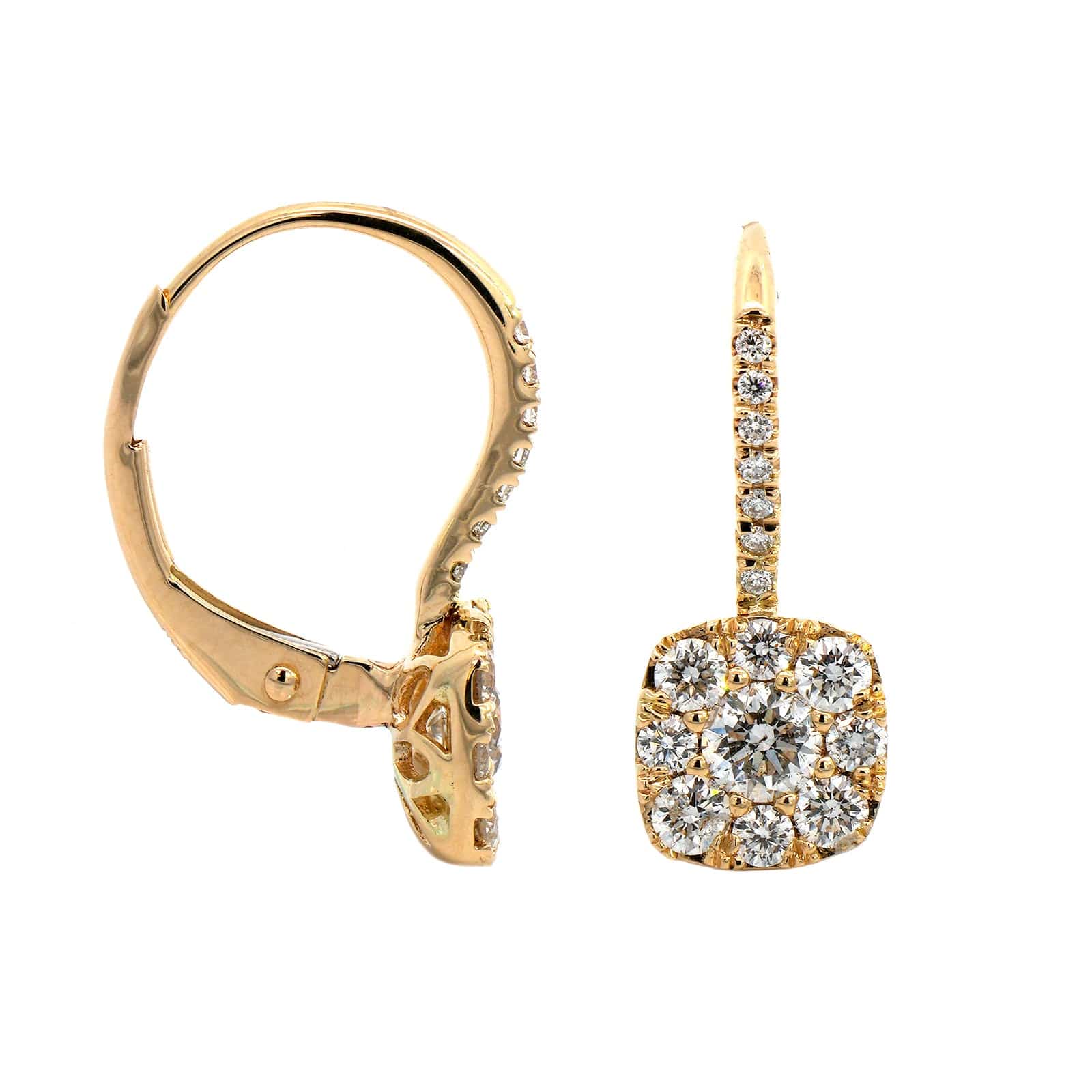 14K Yellow Gold Diamond Drop Earrings - Image 3