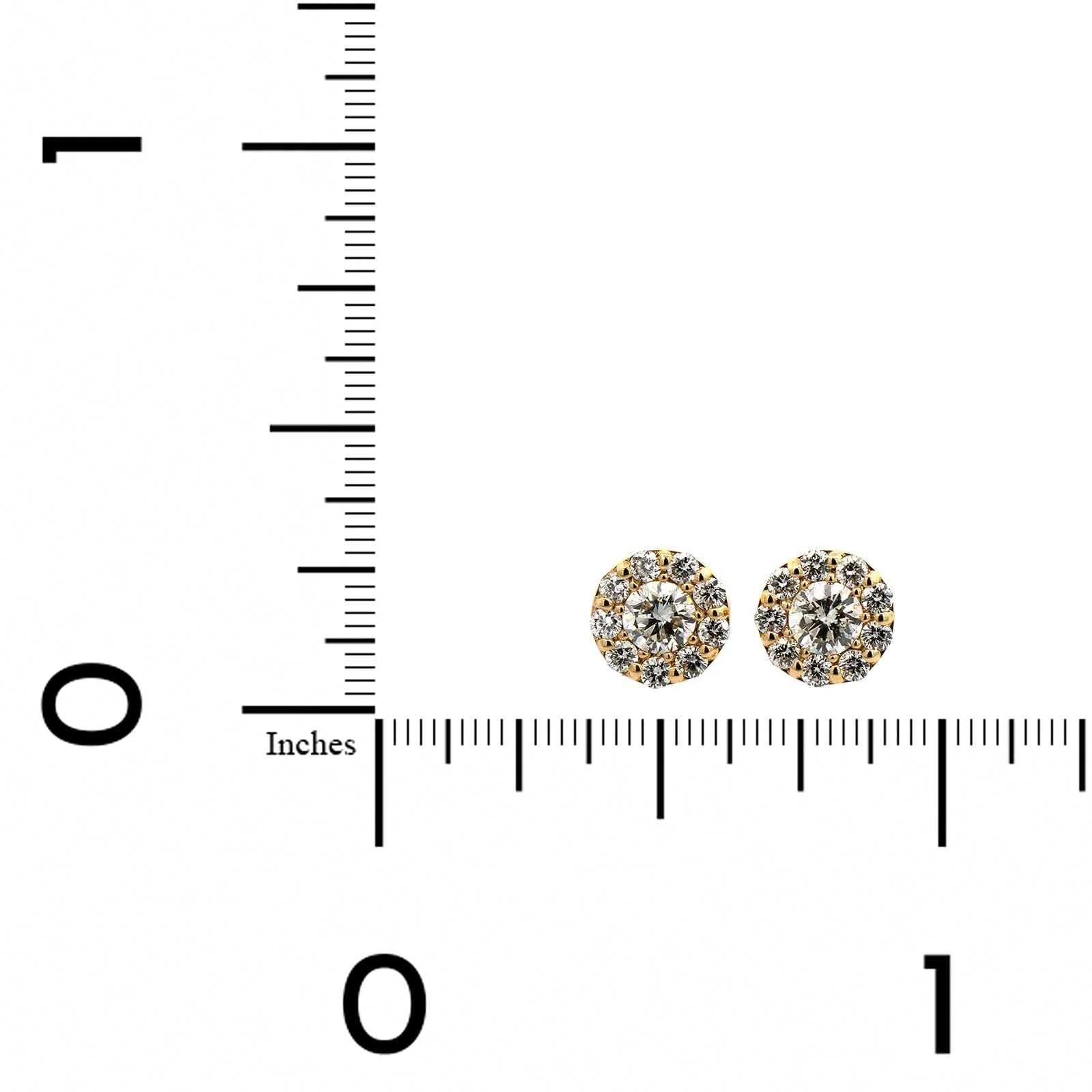 14K Yellow Gold Diamond Stud Earrings - Image 2