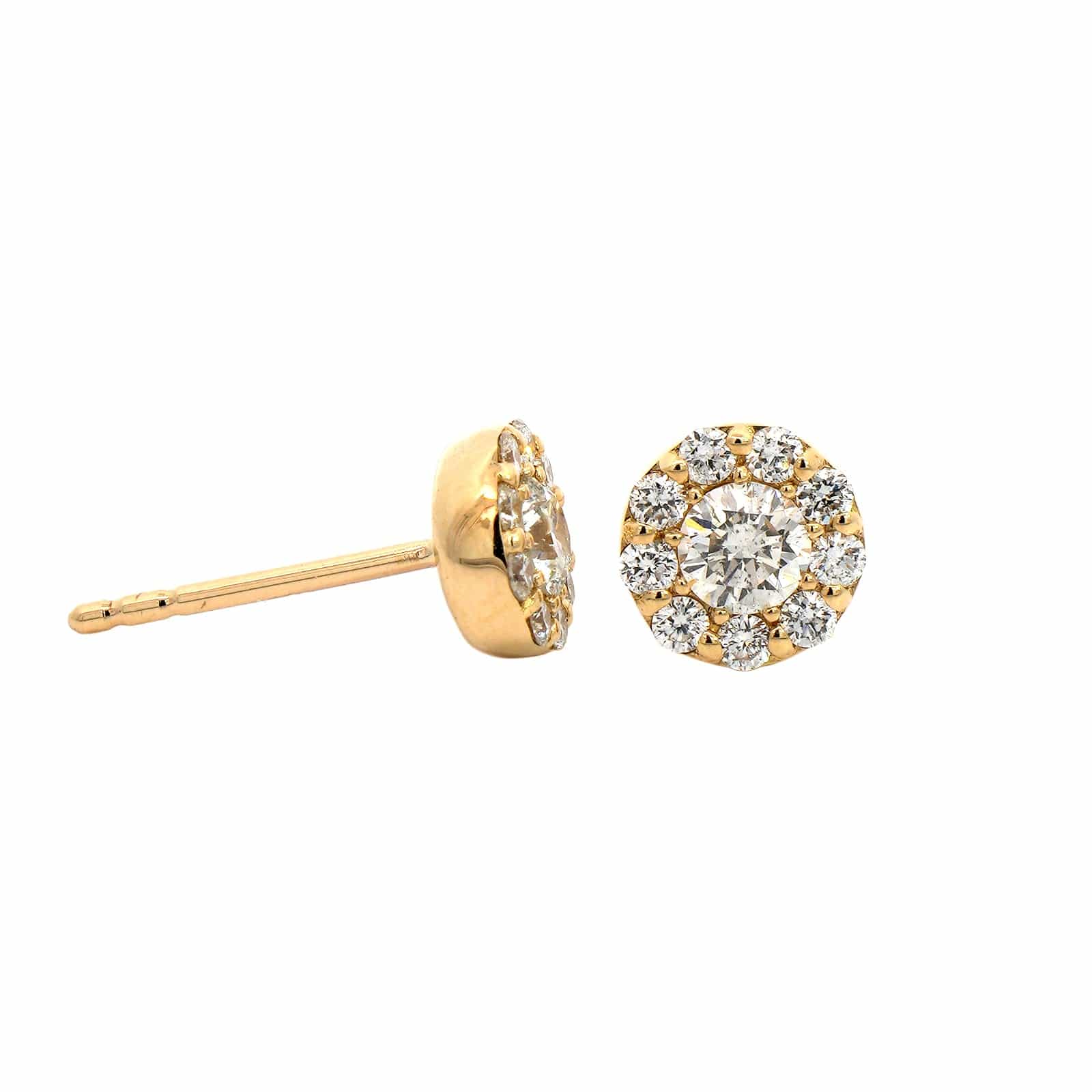 14K Yellow Gold Diamond Stud Earrings - Image 3