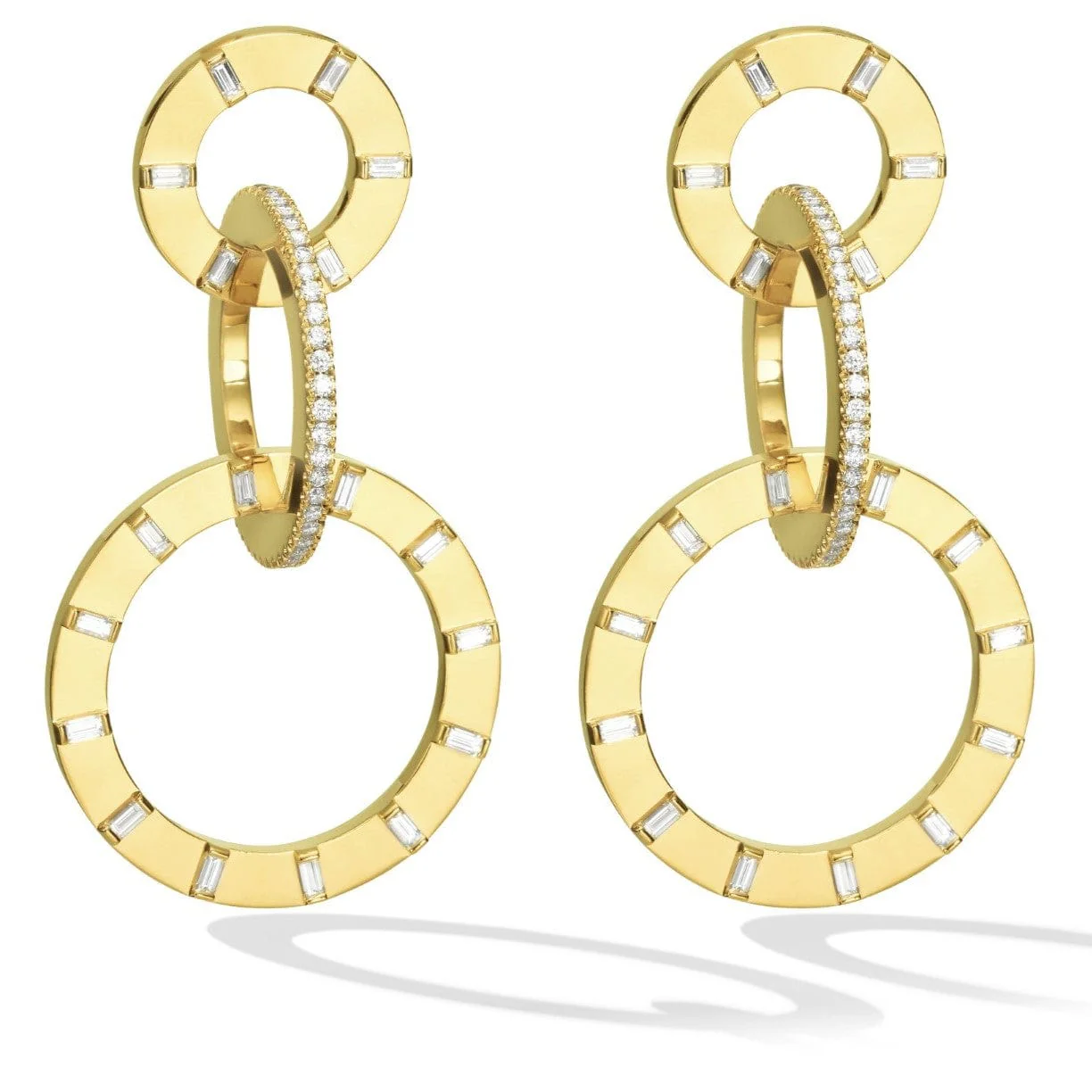 CADAR 18K Yellow Gold Unity Diamond Drop Hoop Earrings