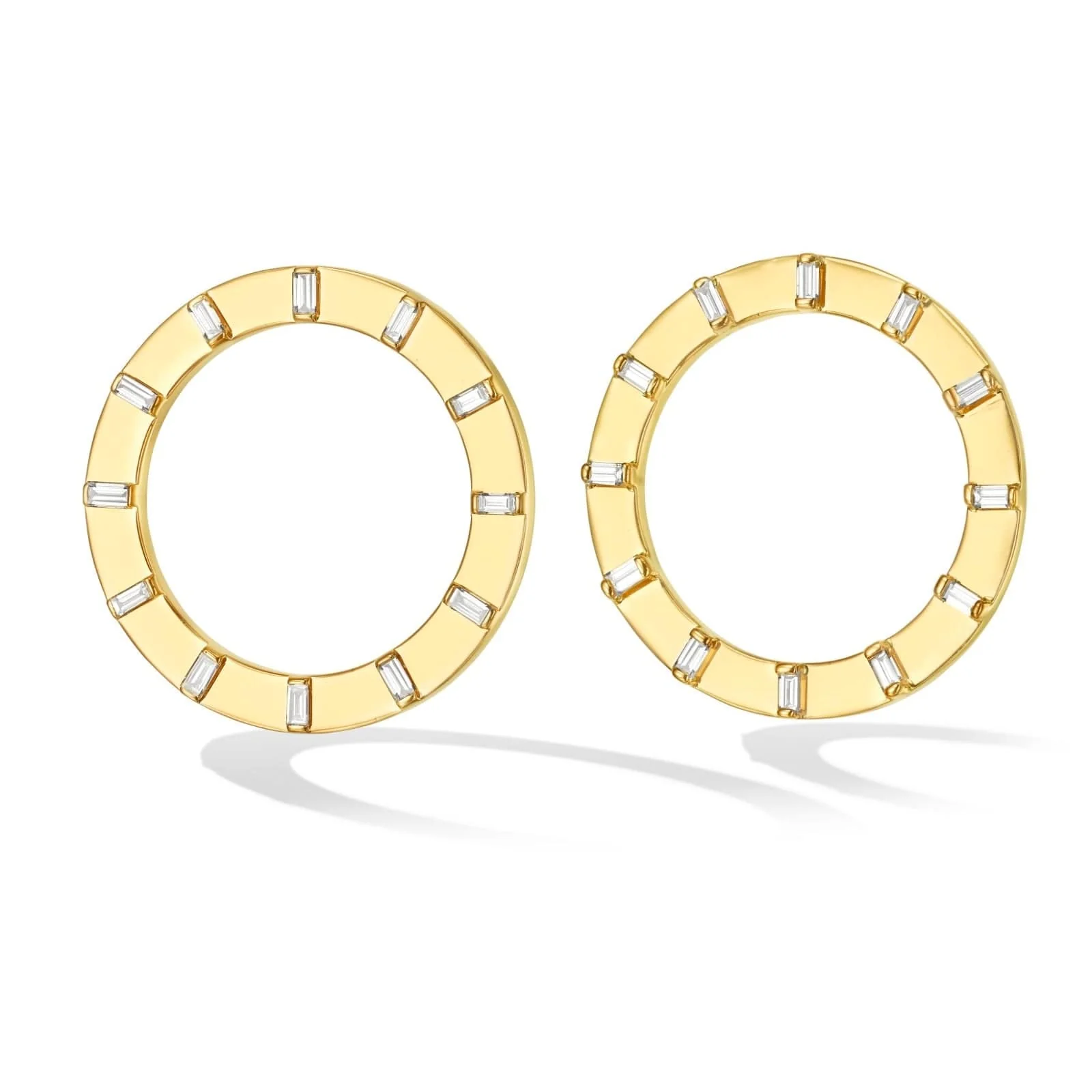 CADAR 18K Yellow Gold Open Hoop Diamond Stud Earrings