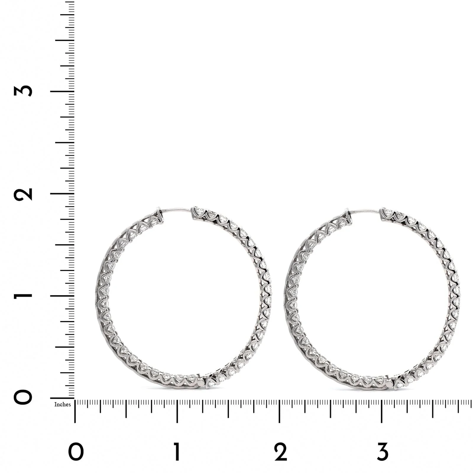 18K White Gold Diamond Hoop Earrings - Image 2