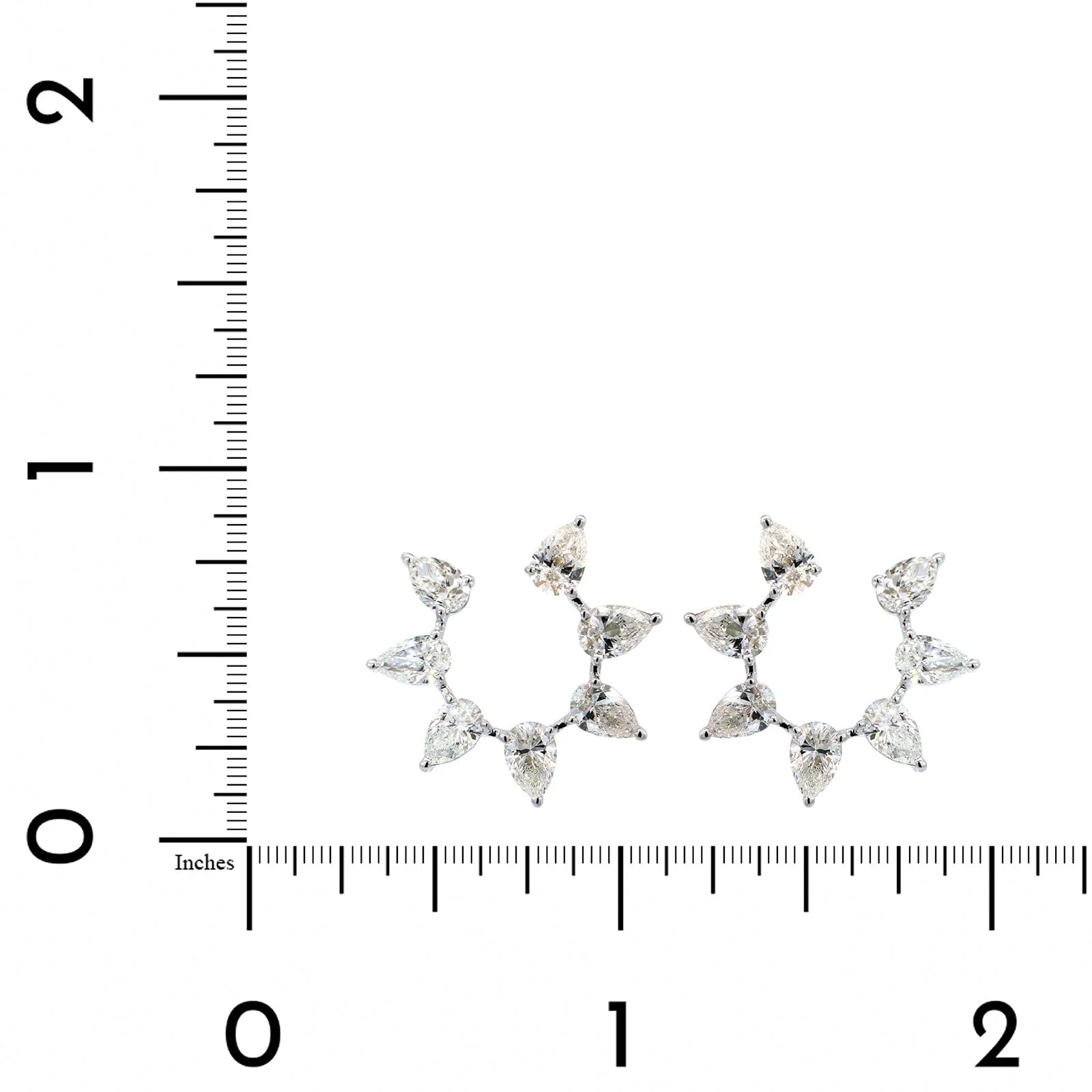 18K White Gold Pear Shaped Open Circle Diamond Studs - Image 2