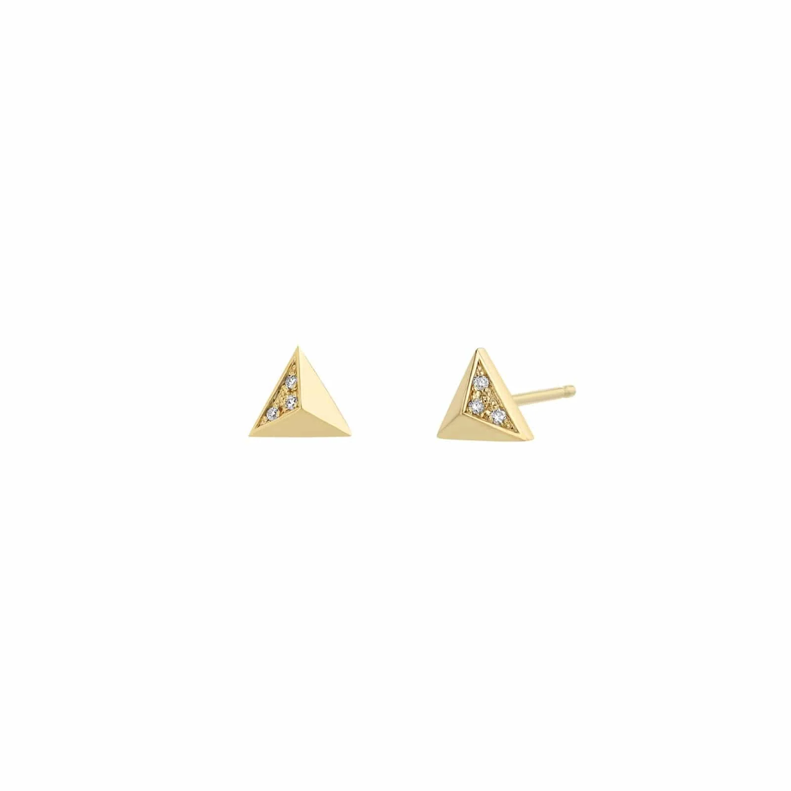 Zoe Chicco 14K Yellow Gold Small Pyramid Pave Diamond Studs