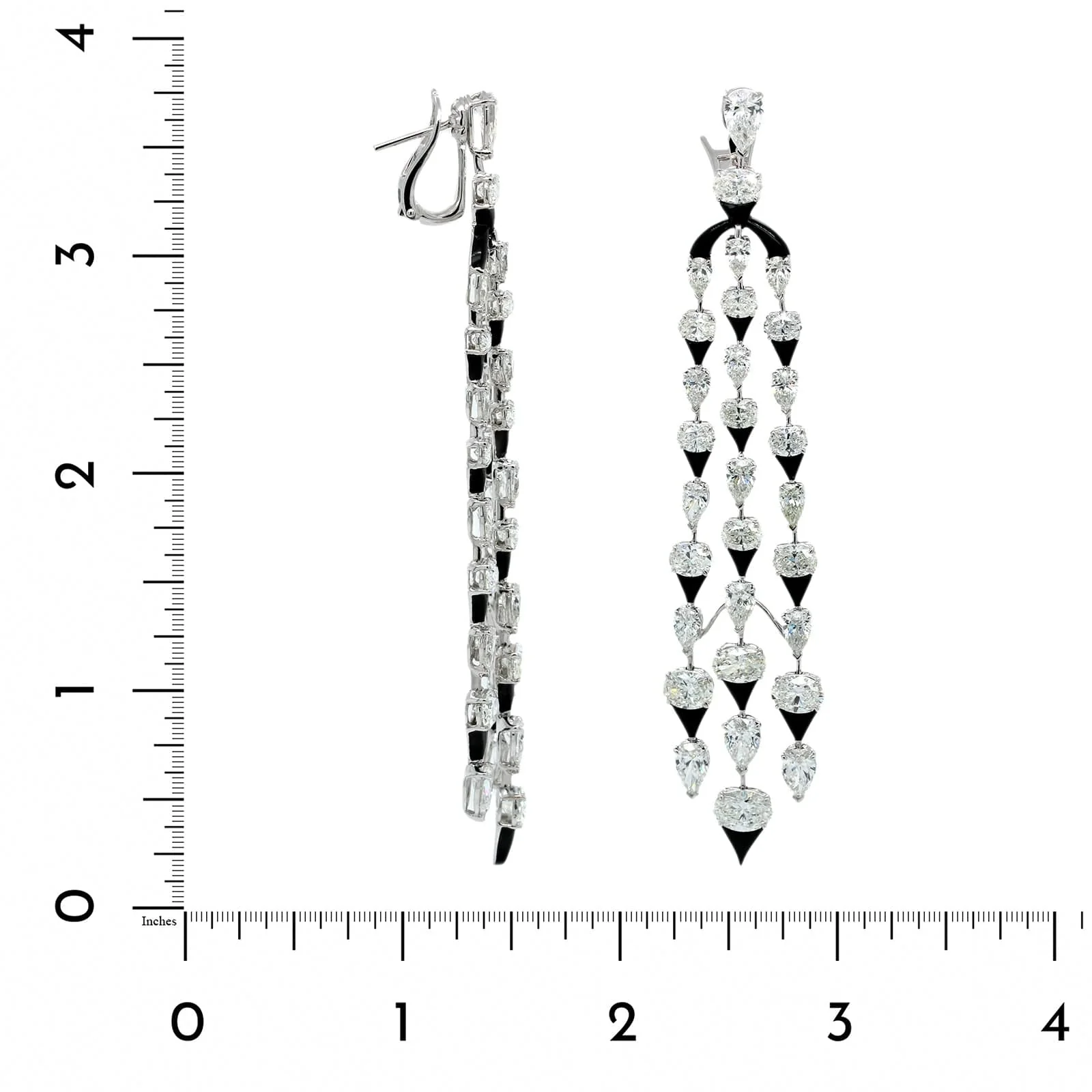 Etho Maria 18K White Gold Oval & Pear Shaped Diamond Chandelier Earrings - Image 2