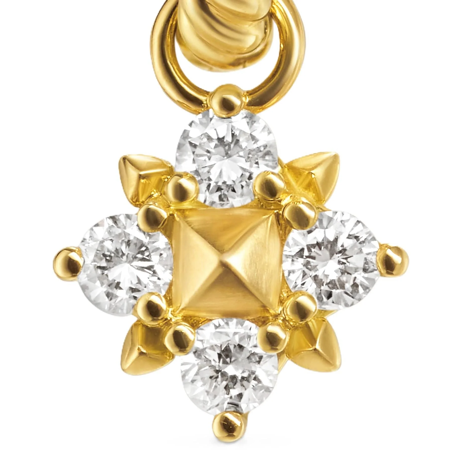 Petite Modern Renaissance Pyramid Drop Earrings 18K Yellow Gold with Diamonds, 18.8mm - Image 3