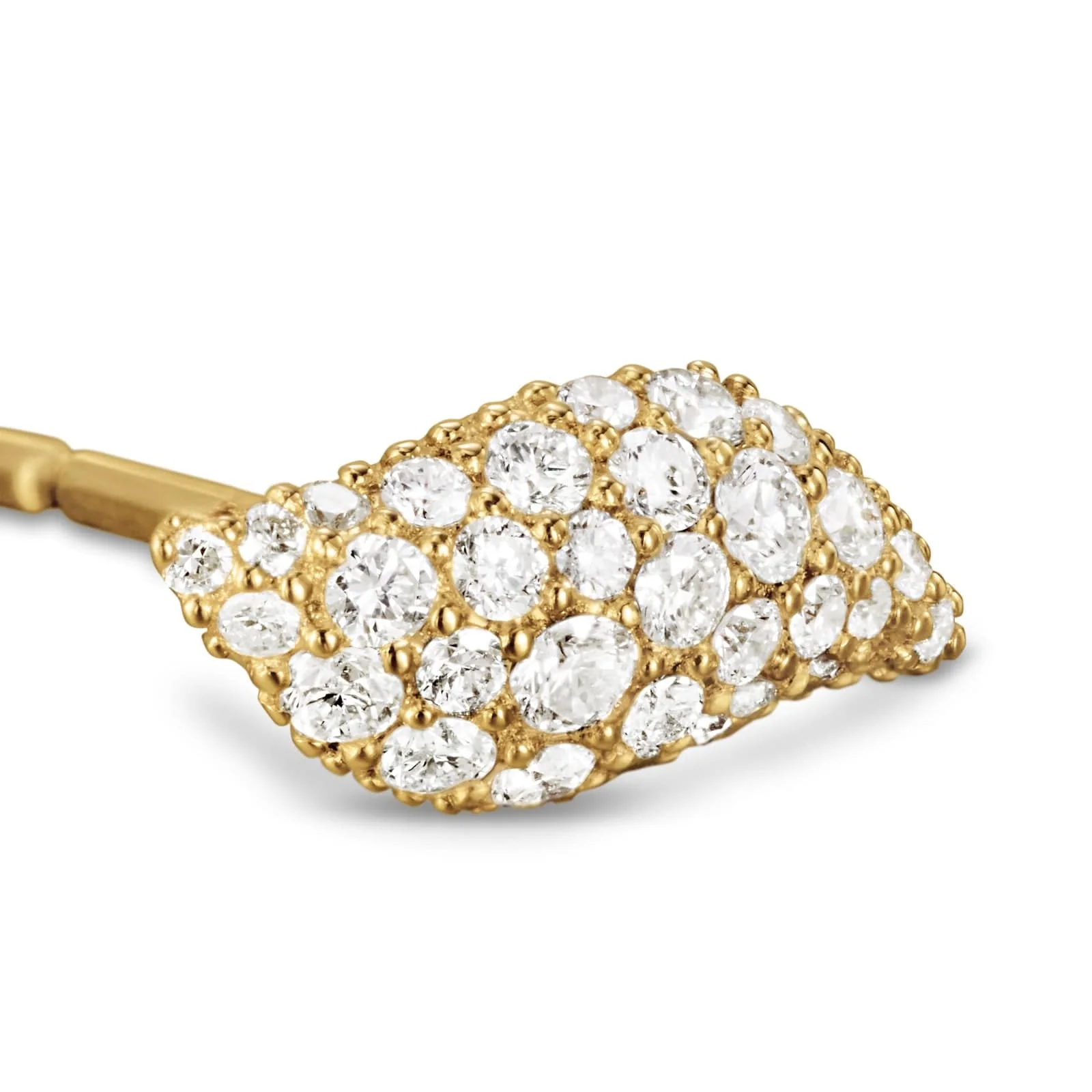 Petite Pavé Flute Stud Earrings in 18K Yellow Gold with Diamonds, 10.6mm - Image 3