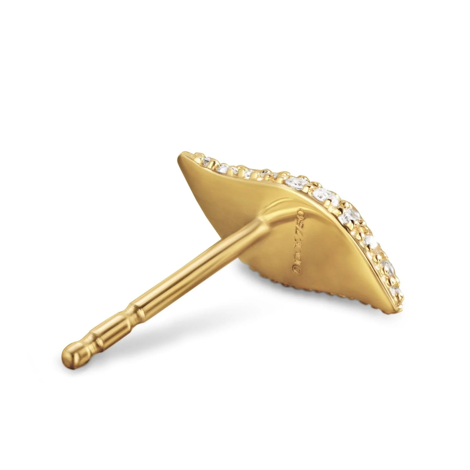 Petite Pavé Flute Stud Earrings in 18K Yellow Gold with Diamonds, 10.6mm - Image 4