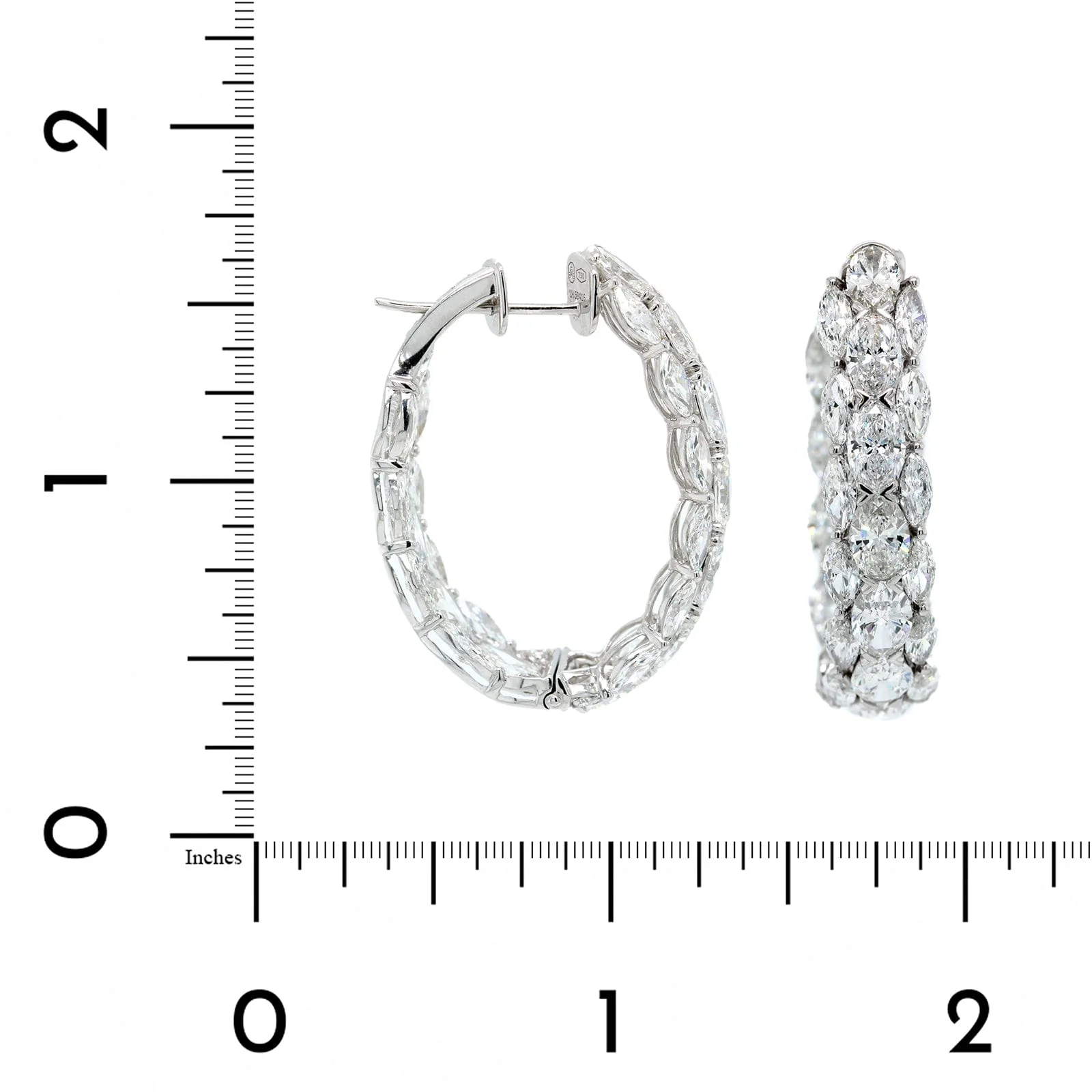 Etho Maria 18K White Gold 3 Row Inside Out Diamond Hoops - Image 2