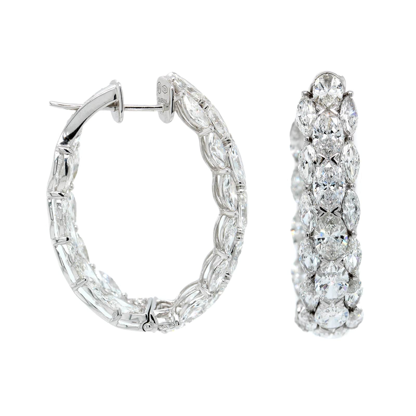 Etho Maria 18K White Gold 3 Row Inside Out Diamond Hoops - Image 3