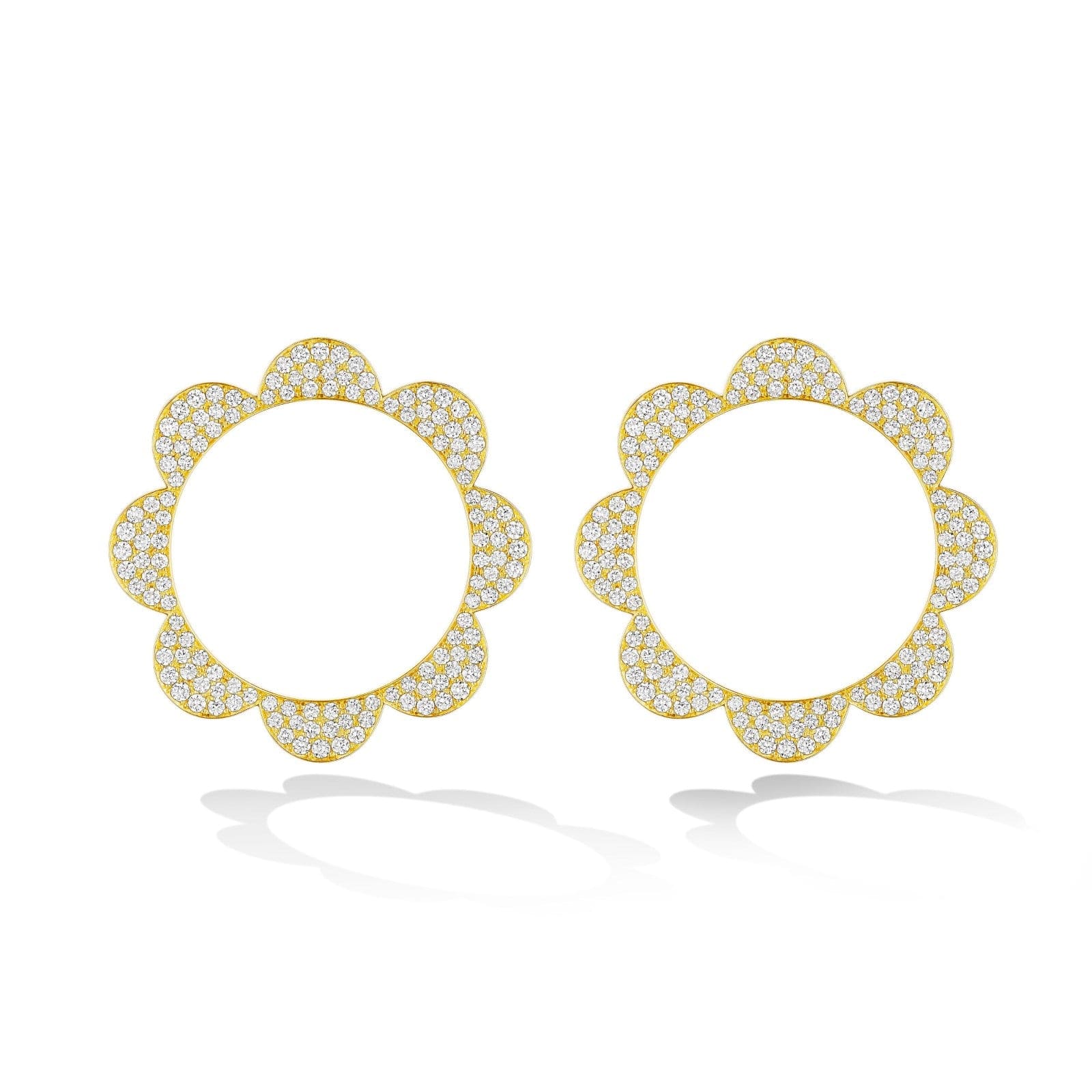 CADAR 18K Yellow Gold Triplet Pave Diamond Stud Earrings