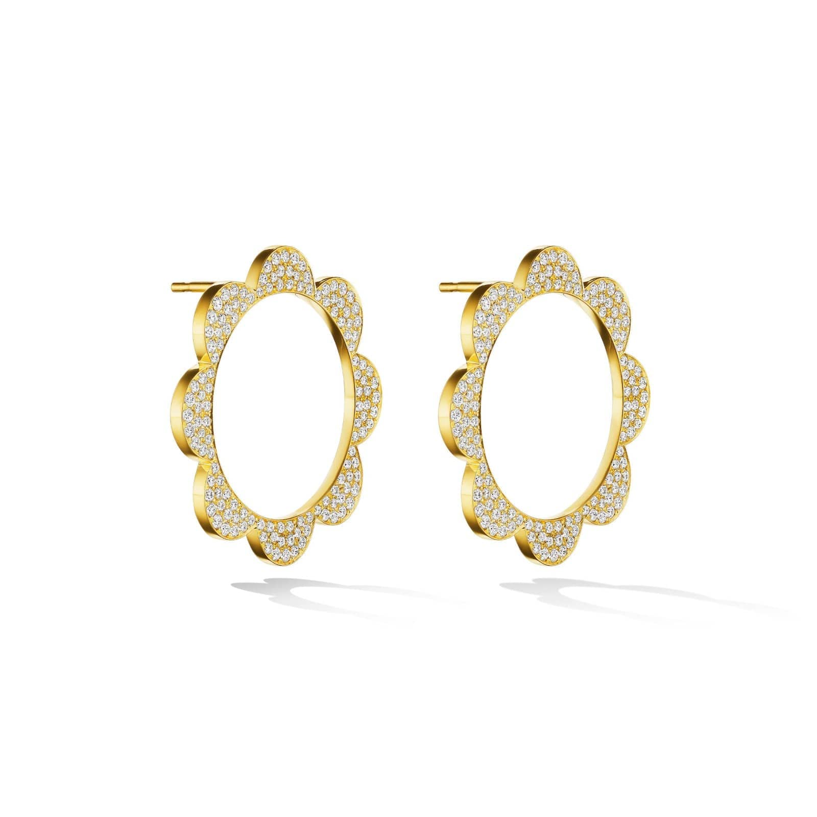 CADAR 18K Yellow Gold Triplet Pave Diamond Stud Earrings - Image 2