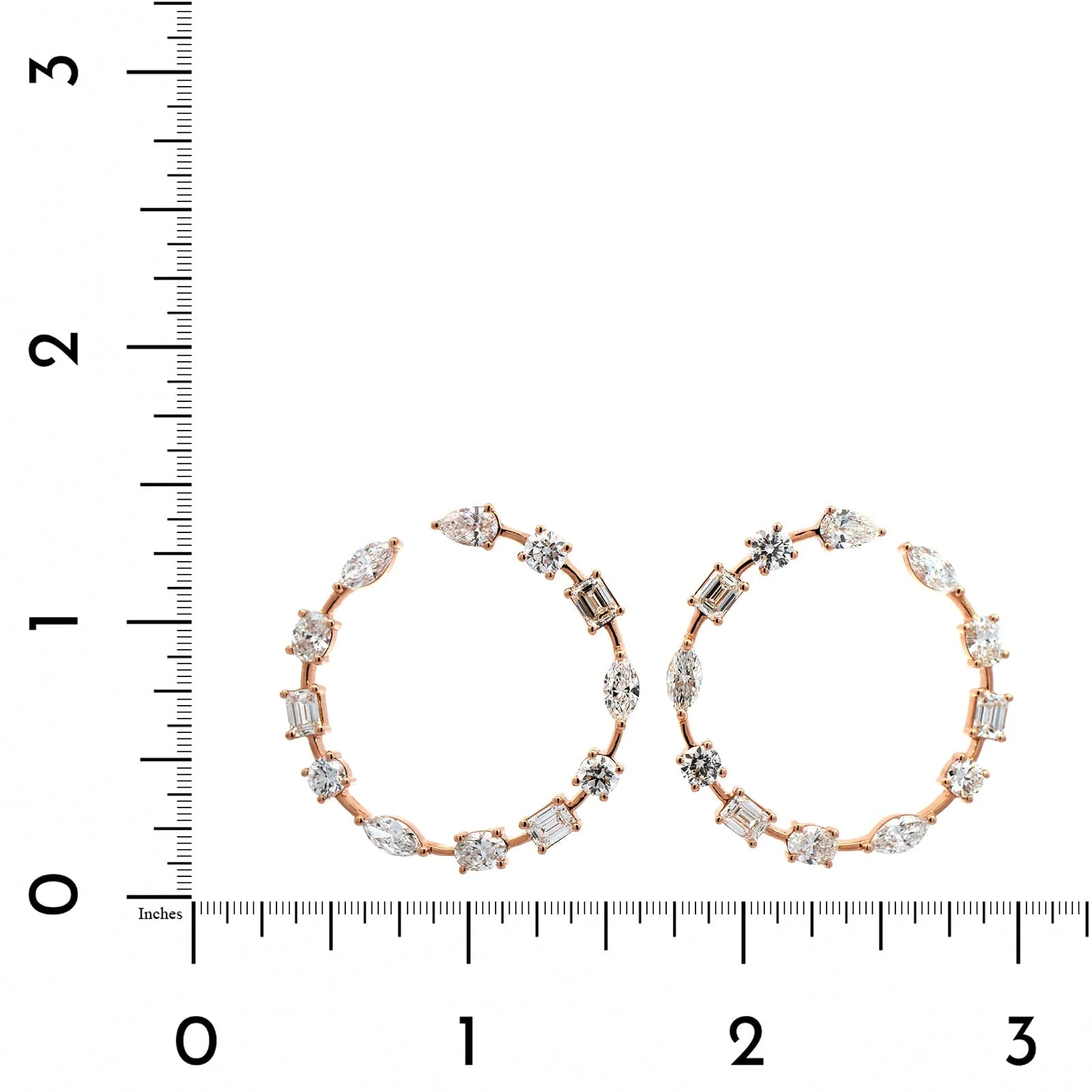 18K Rose Gold Diamond Hoop Earrings - Image 2