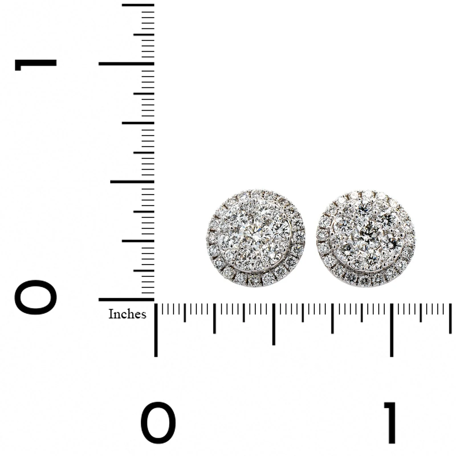 14K White Gold Cluster Diamond Halo Stud Earrings - Image 2