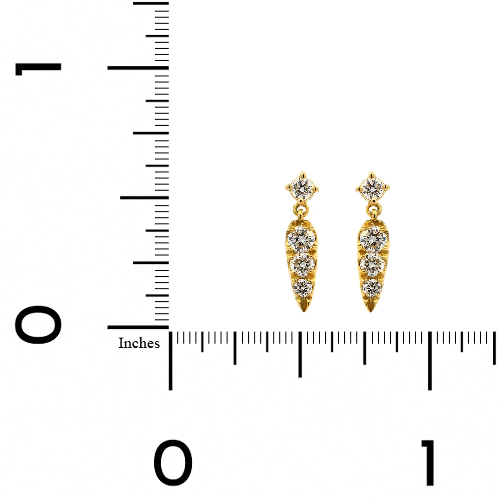 18K Yellow Gold Diamond Dangle Earrings - Image 2