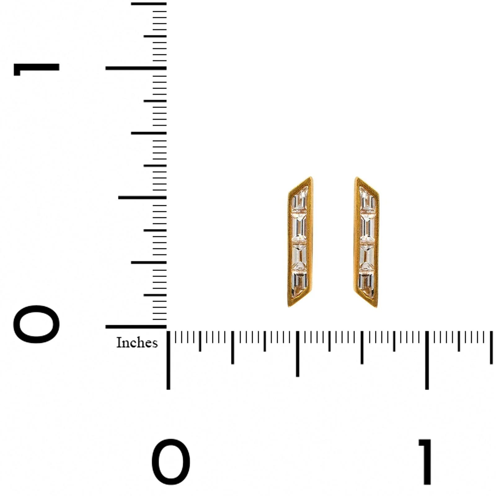 18K Yellow Gold Diamond Stud Earrings - Image 2