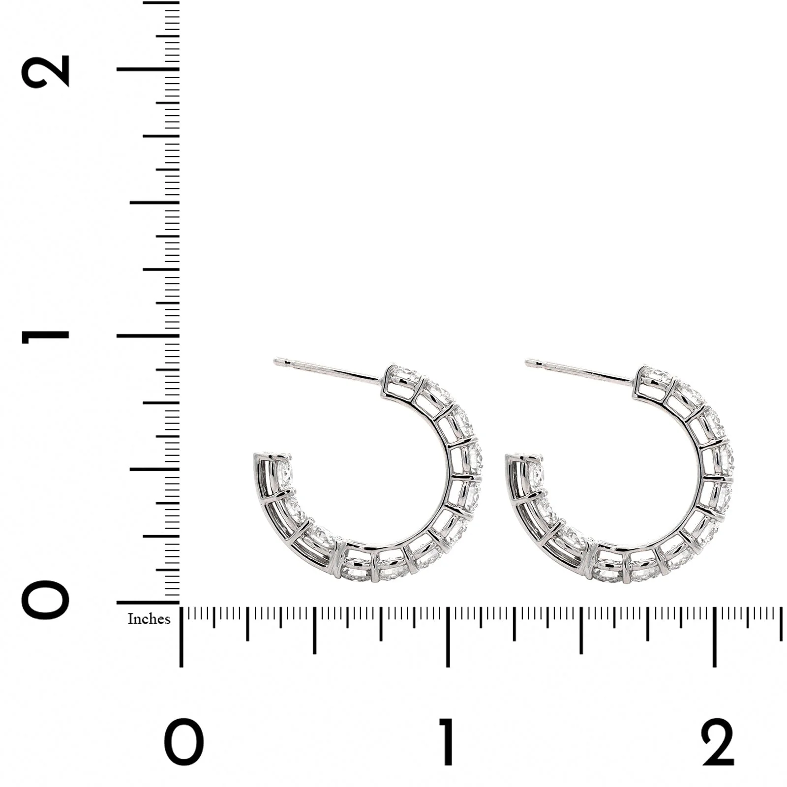 18K White Gold Open Diamond Hoop Earrings - Image 2