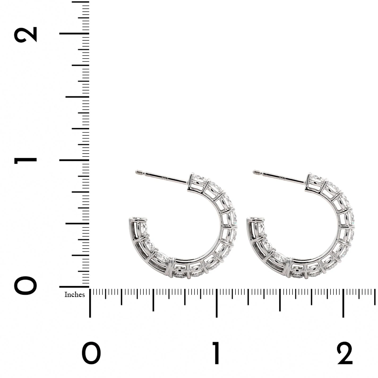 18K White Gold Open Diamond Hoop Earrings - Image 2