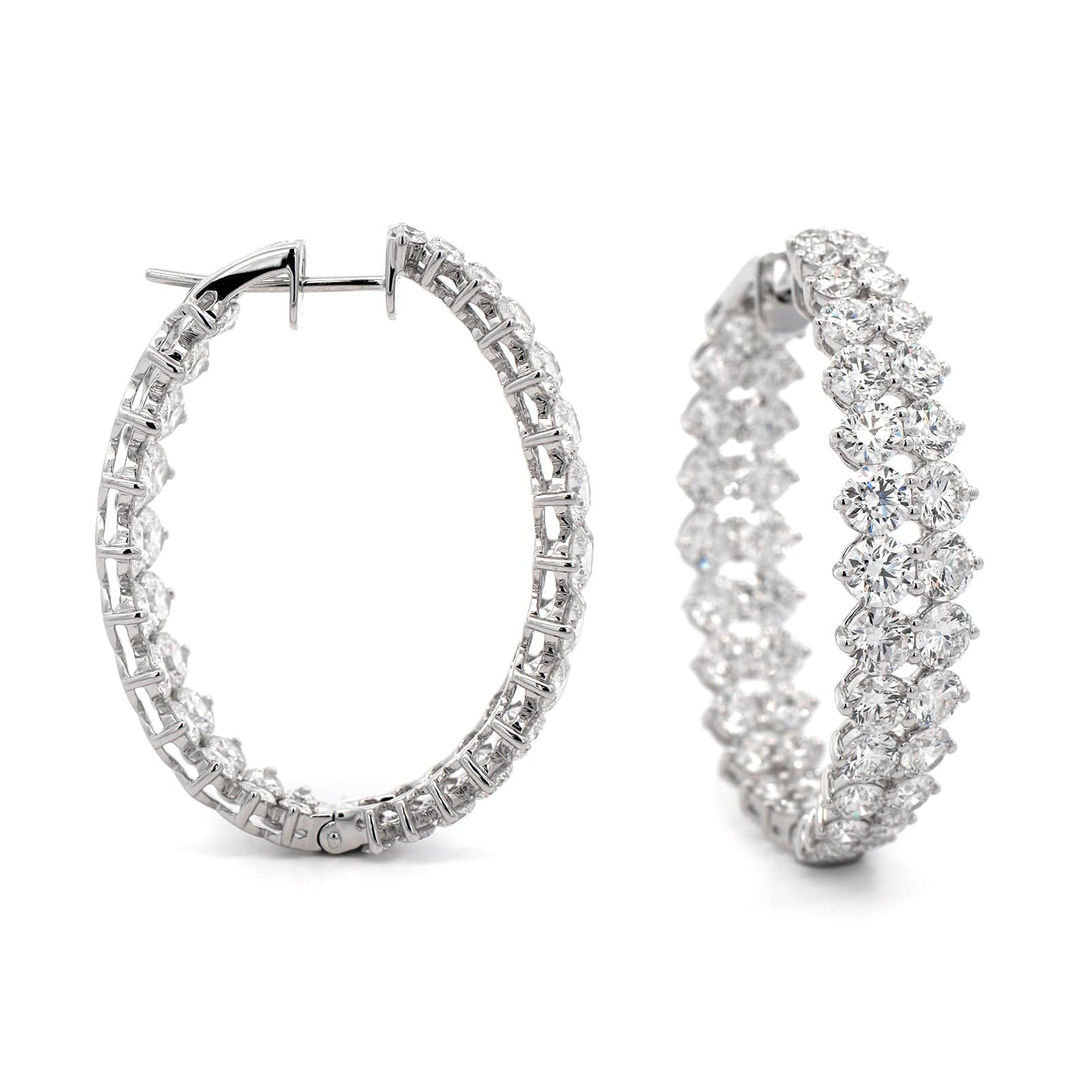 Etho Maria 18K White Gold Double Row Diamond Hoops - Image 3