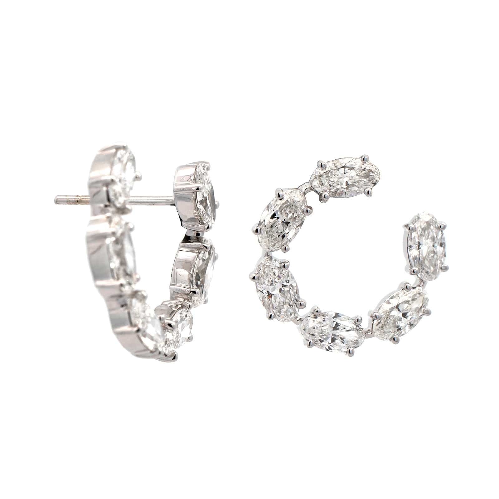 18K White Gold Open Circle Diamond Stud Earrings