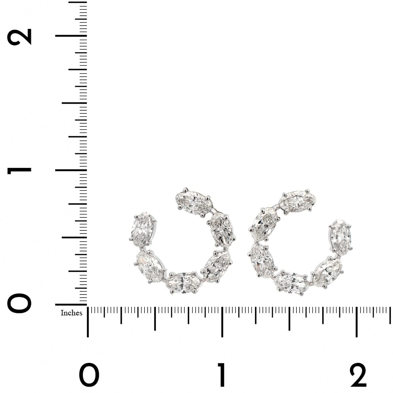 18K White Gold Open Circle Diamond Stud Earrings - Image 2