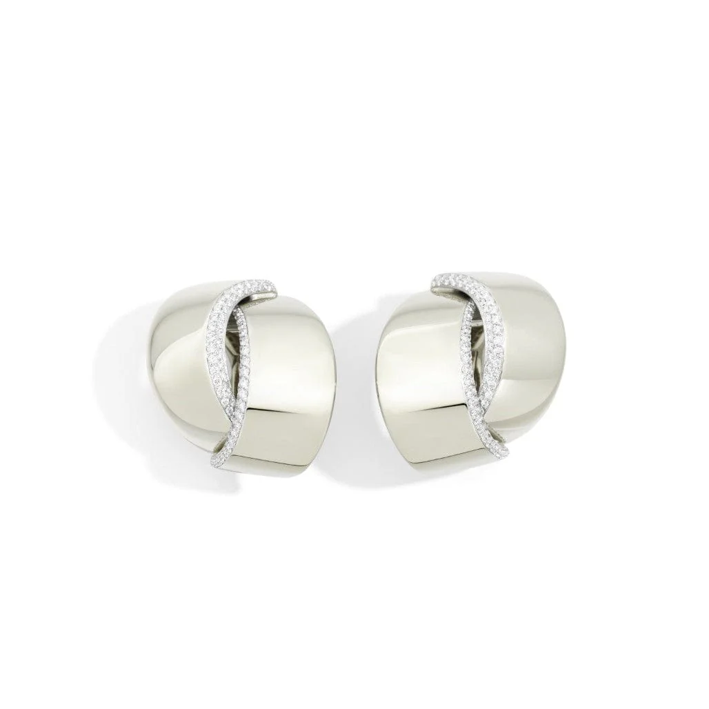 Vhernier 18K White Gold Abbraccio Diamond Earclips