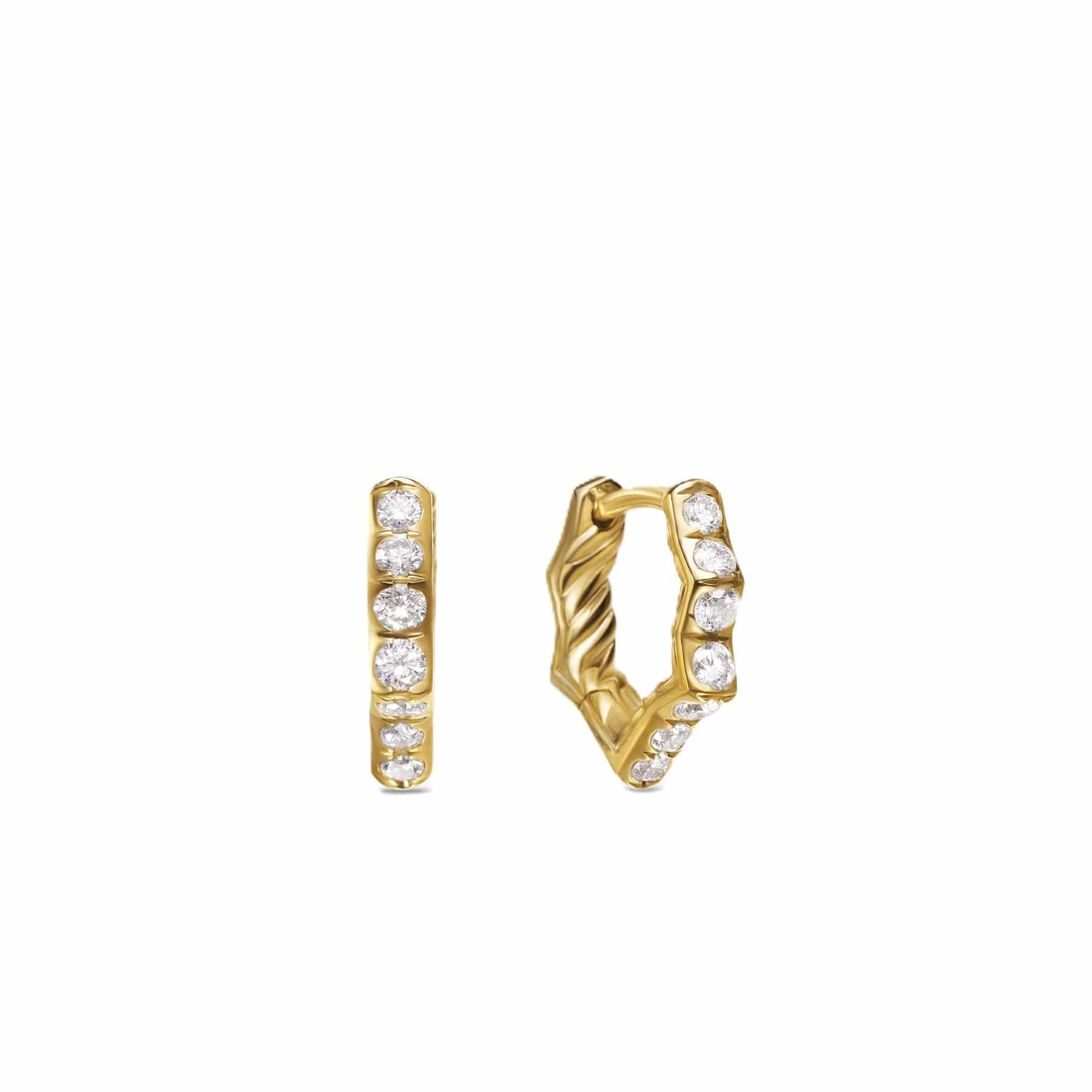 Zig Zag Stax™ Huggie Hoop Earrings 18K Yellow Gold with Diamonds, 13mm