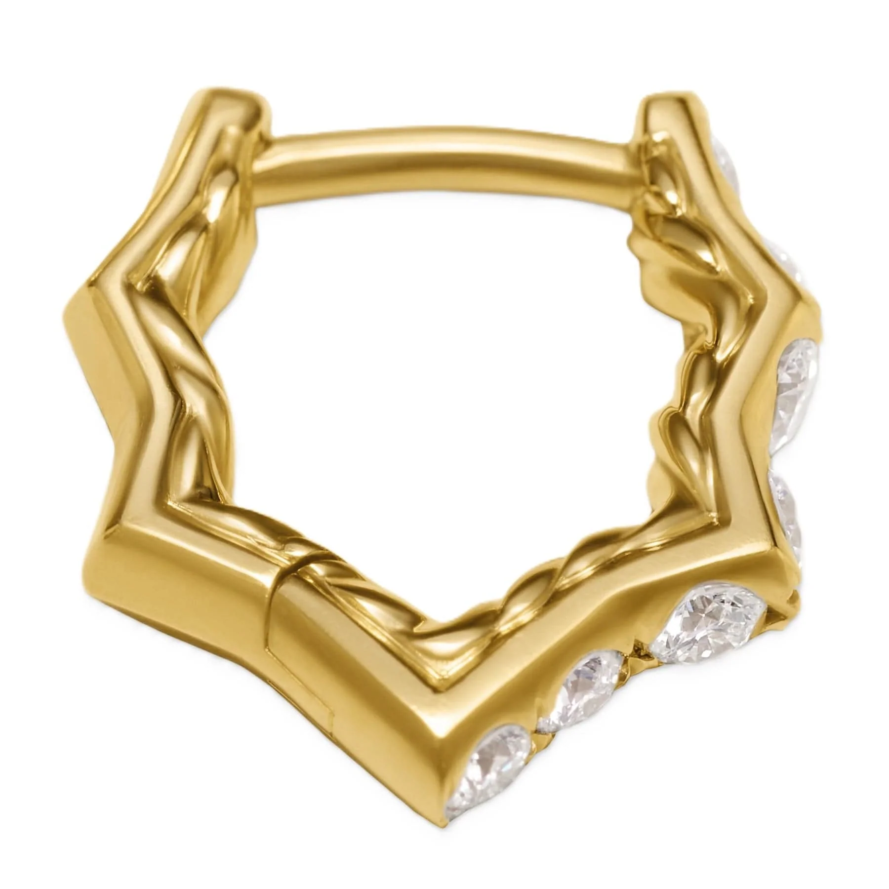Zig Zag Stax™ Huggie Hoop Earrings 18K Yellow Gold with Diamonds, 13mm - Image 2