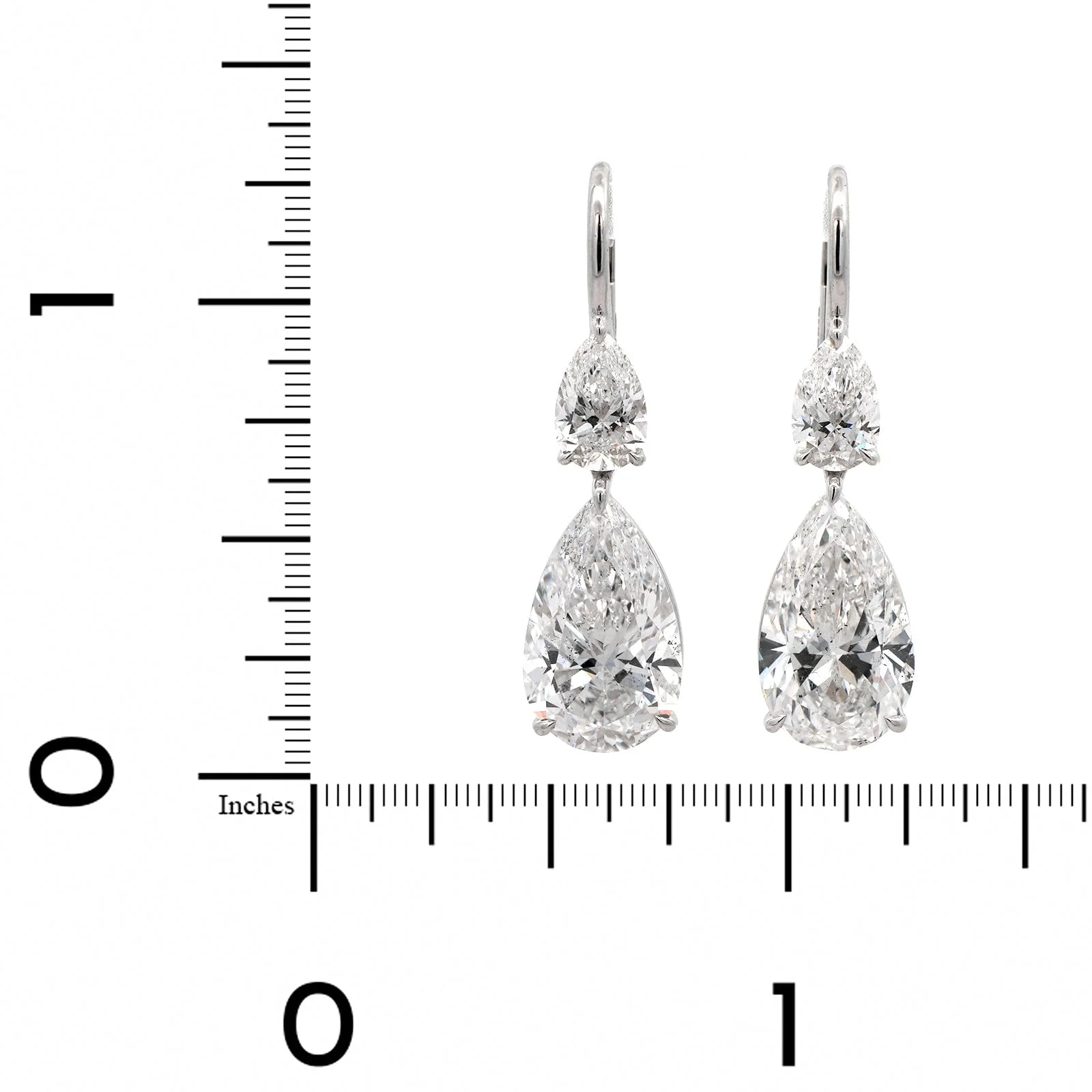 18K White Gold Pear Shaped Diamond Drop Earrings - Image 2