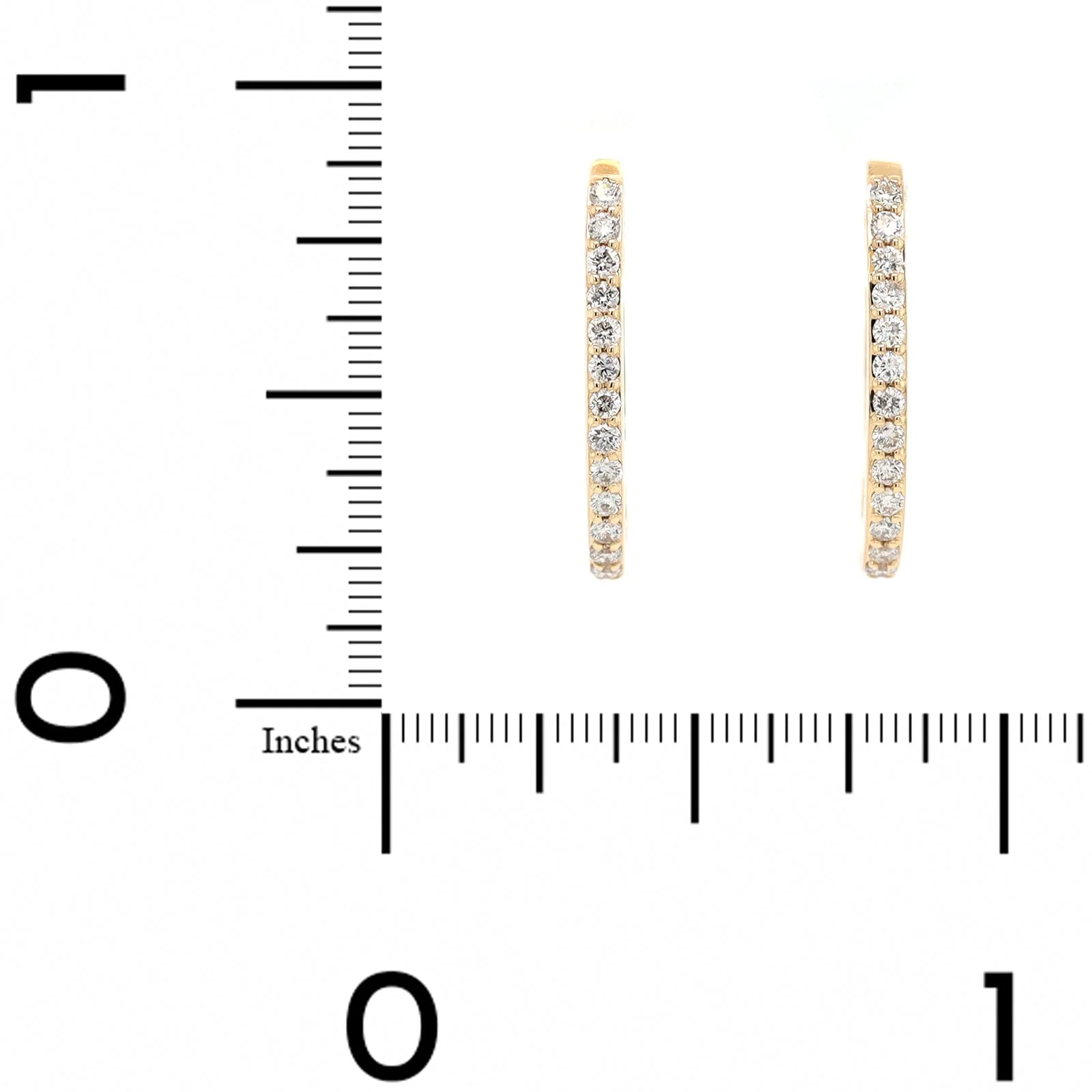 Three Stories 14K Yellow Gold Small Classic Oval Pave Diamond Hoops - Image 2
