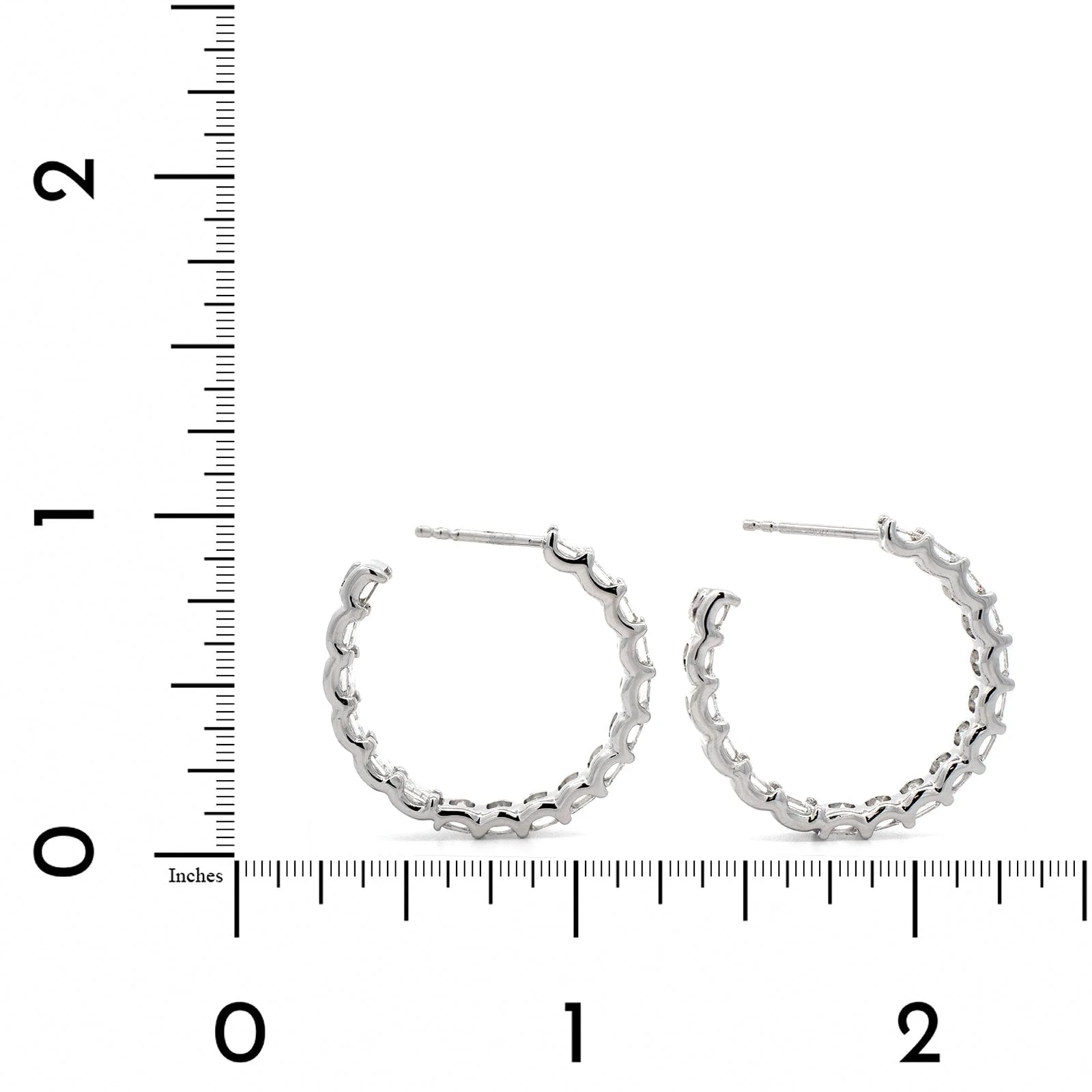 18K White Gold Asscher Cut Diamond Hoop Earrings - Image 2