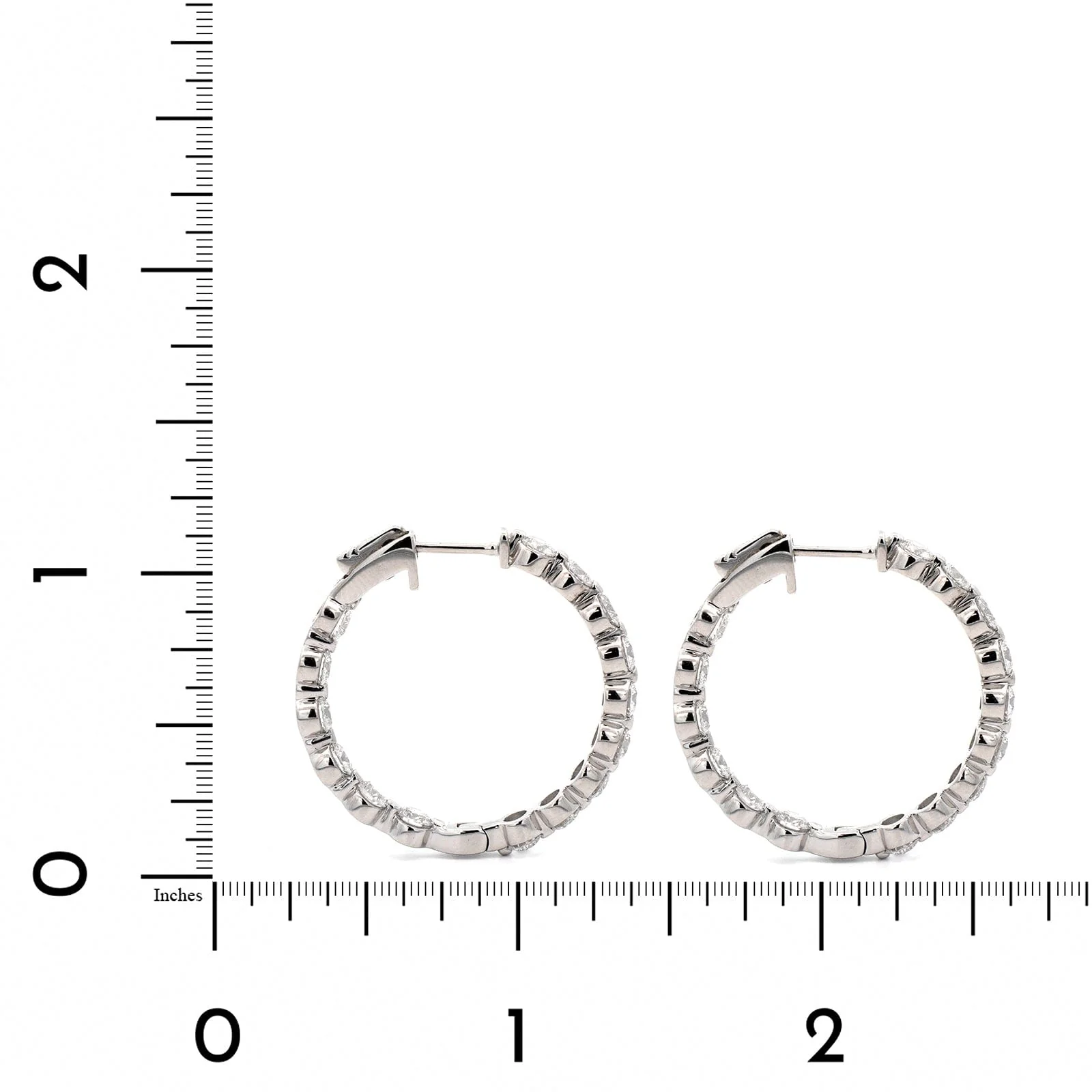 18K White Gold Diamond Hoop Earrings - Image 2
