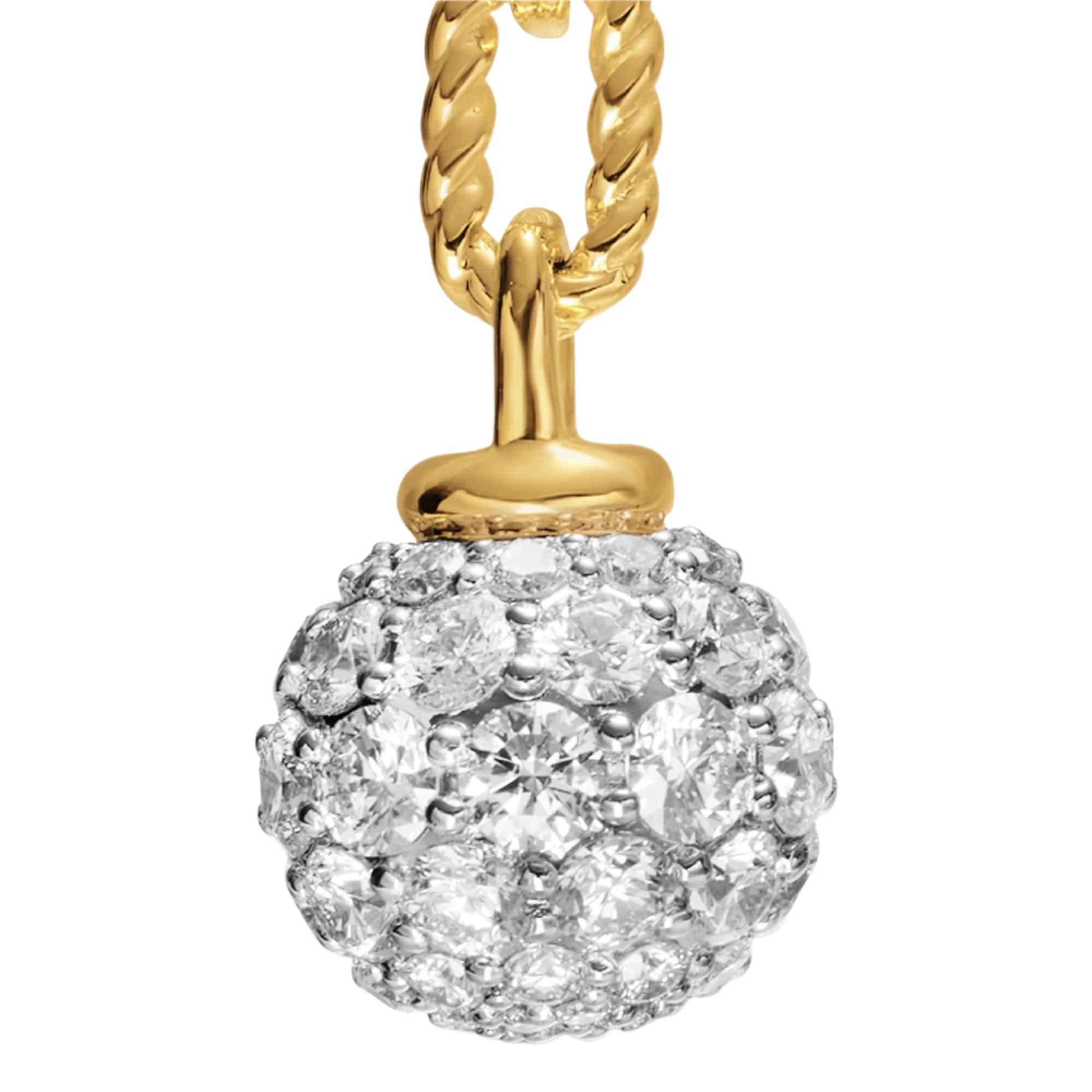 DY Madison® Pavé Bead Drop Earrings 18K Yellow Gold with Diamonds, 33mm - Image 4