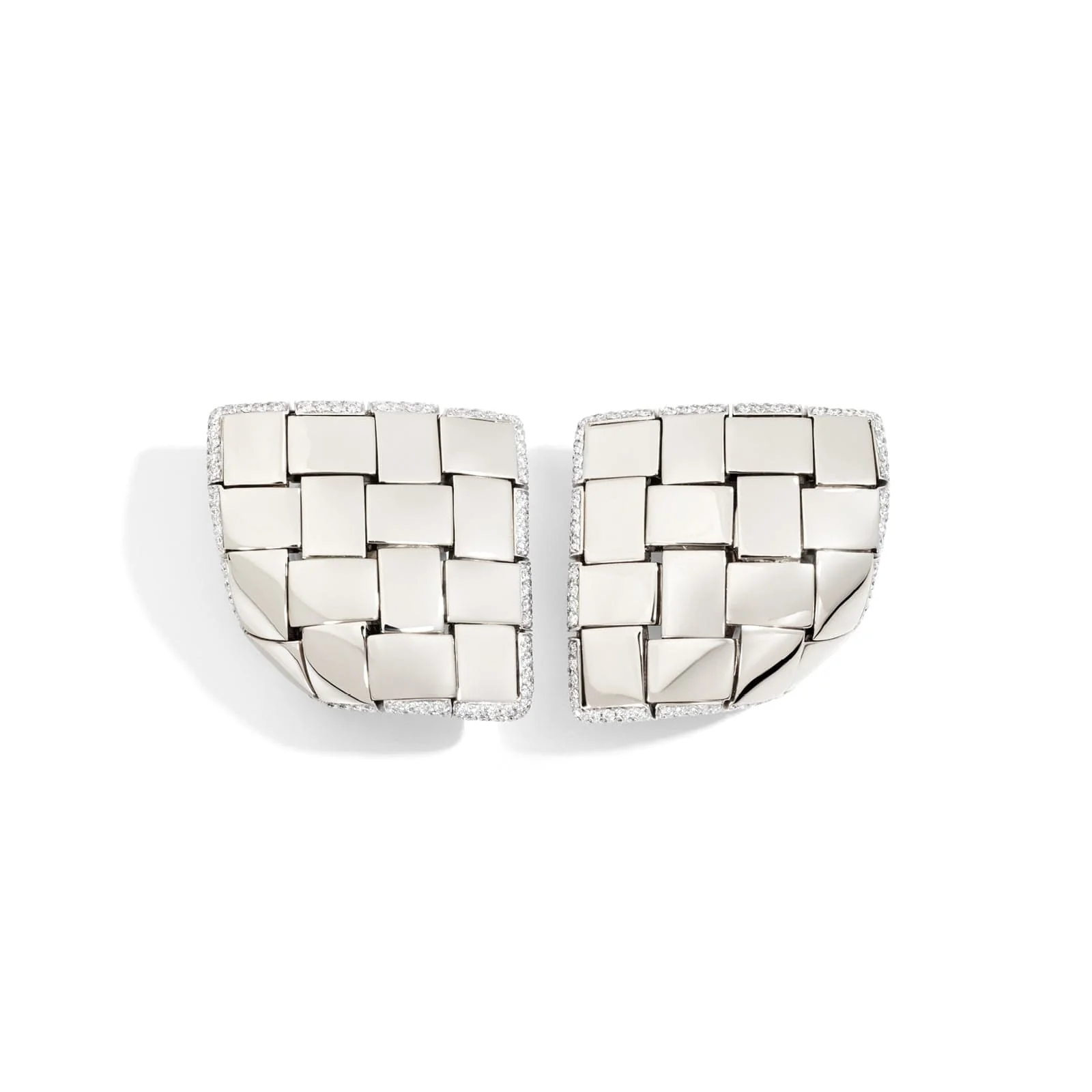 Vhernier 18K White Gold Diamond Woven Earrings